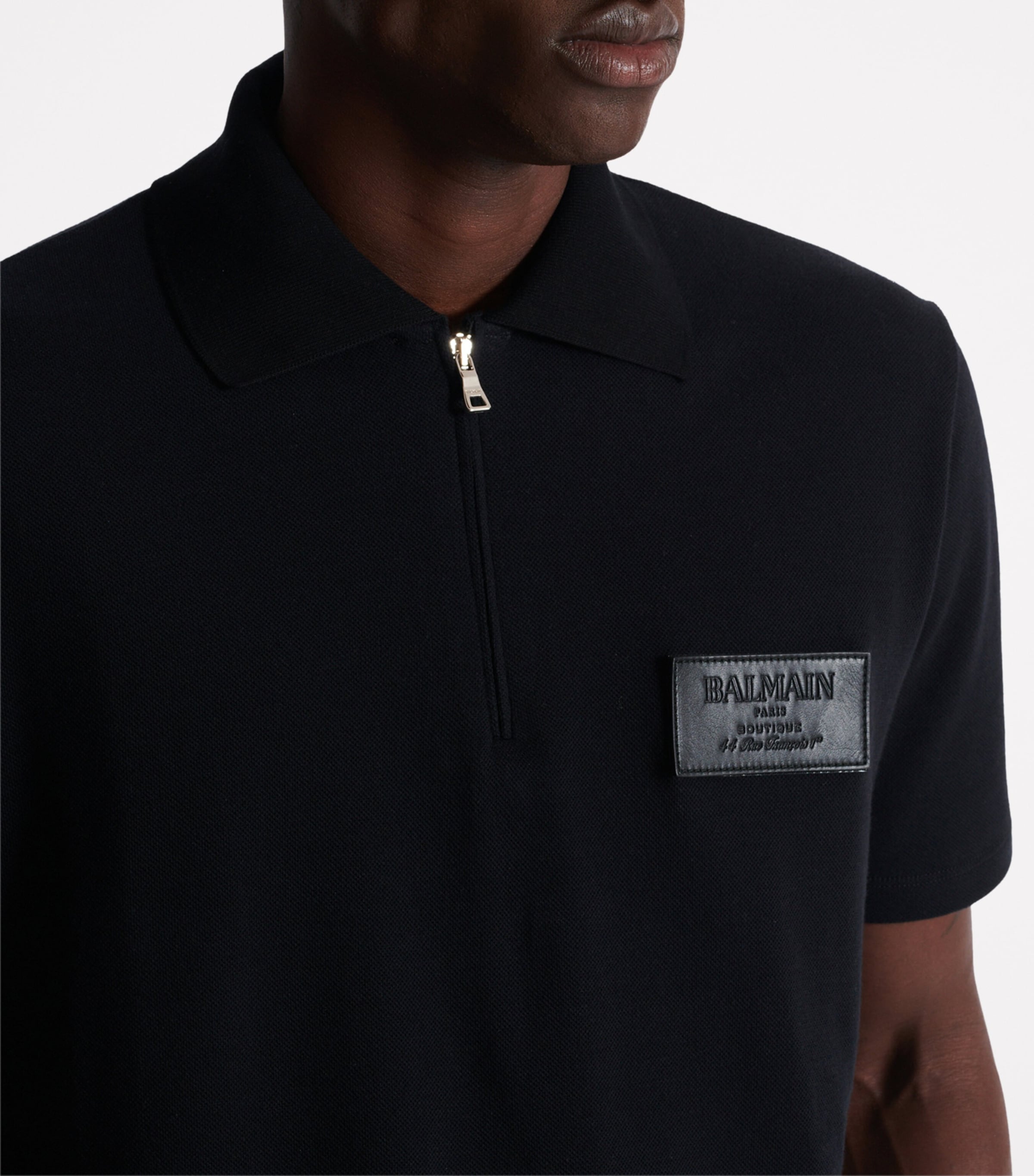 Leather Logo Polo Shirt 0PA NOIR Image 7