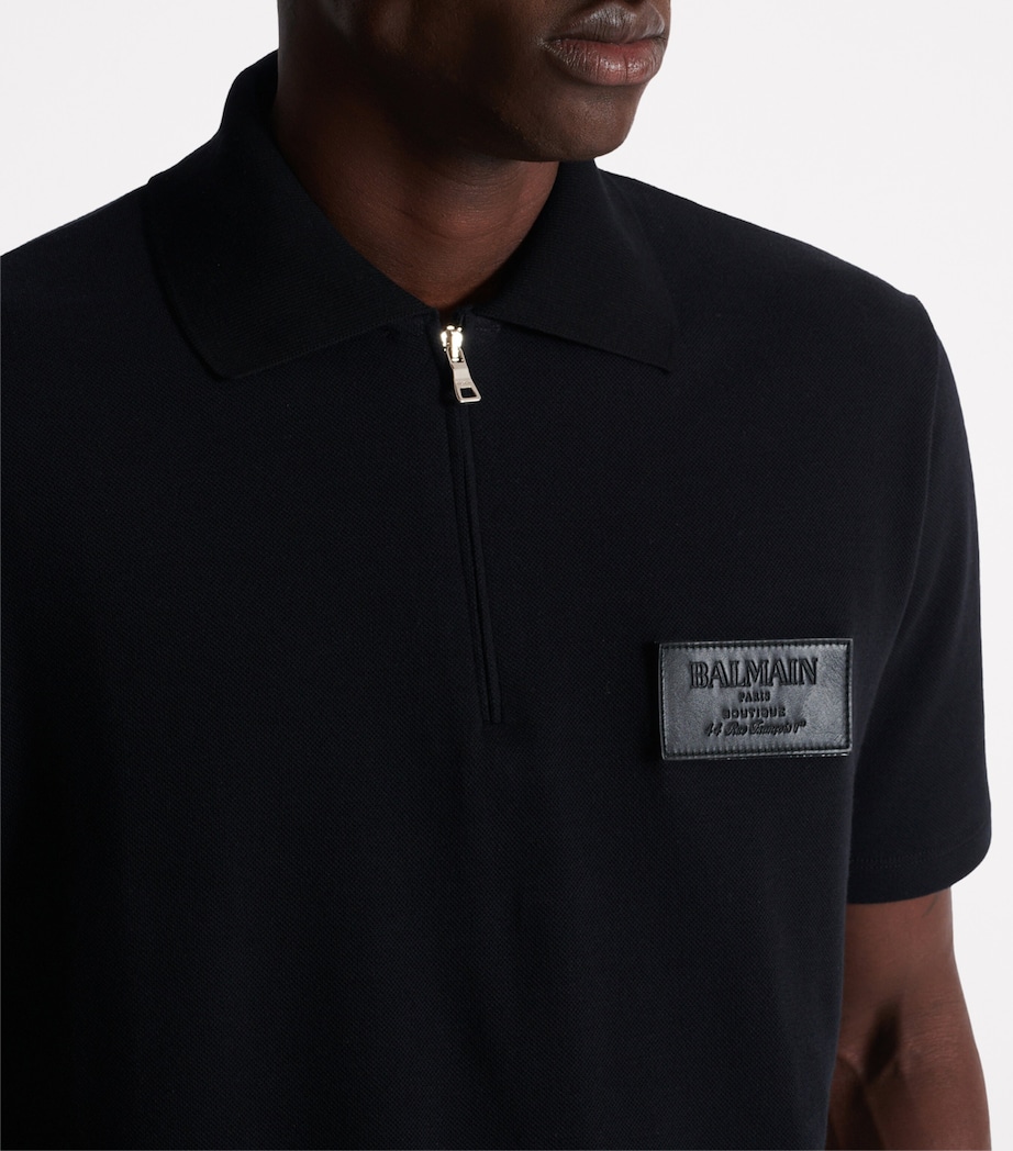 Leather Logo Polo Shirt 0PA NOIR Image 7