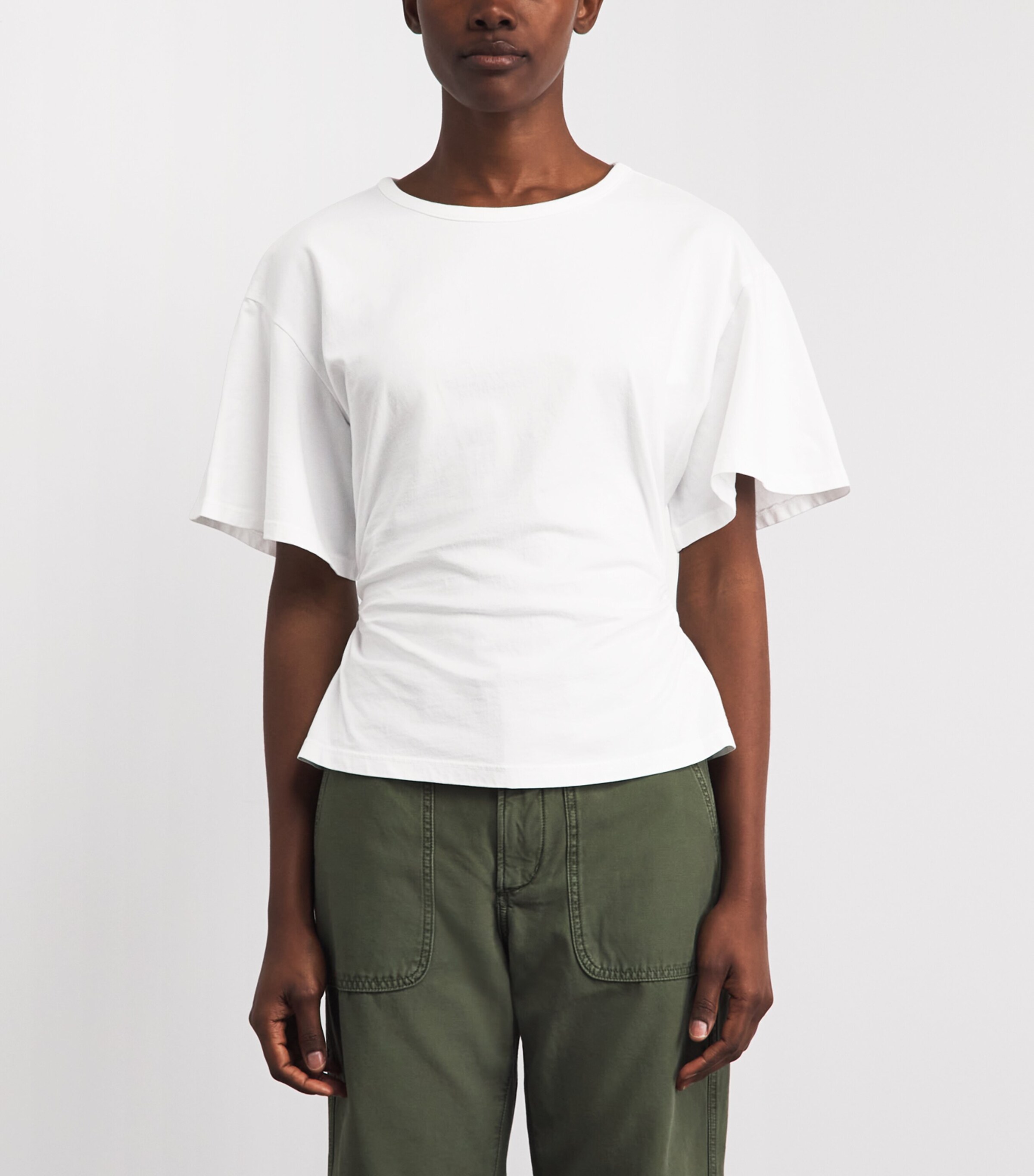 Citizens of Humanity Womens Cotton Ruched Fabien T-Shirt White Image 4