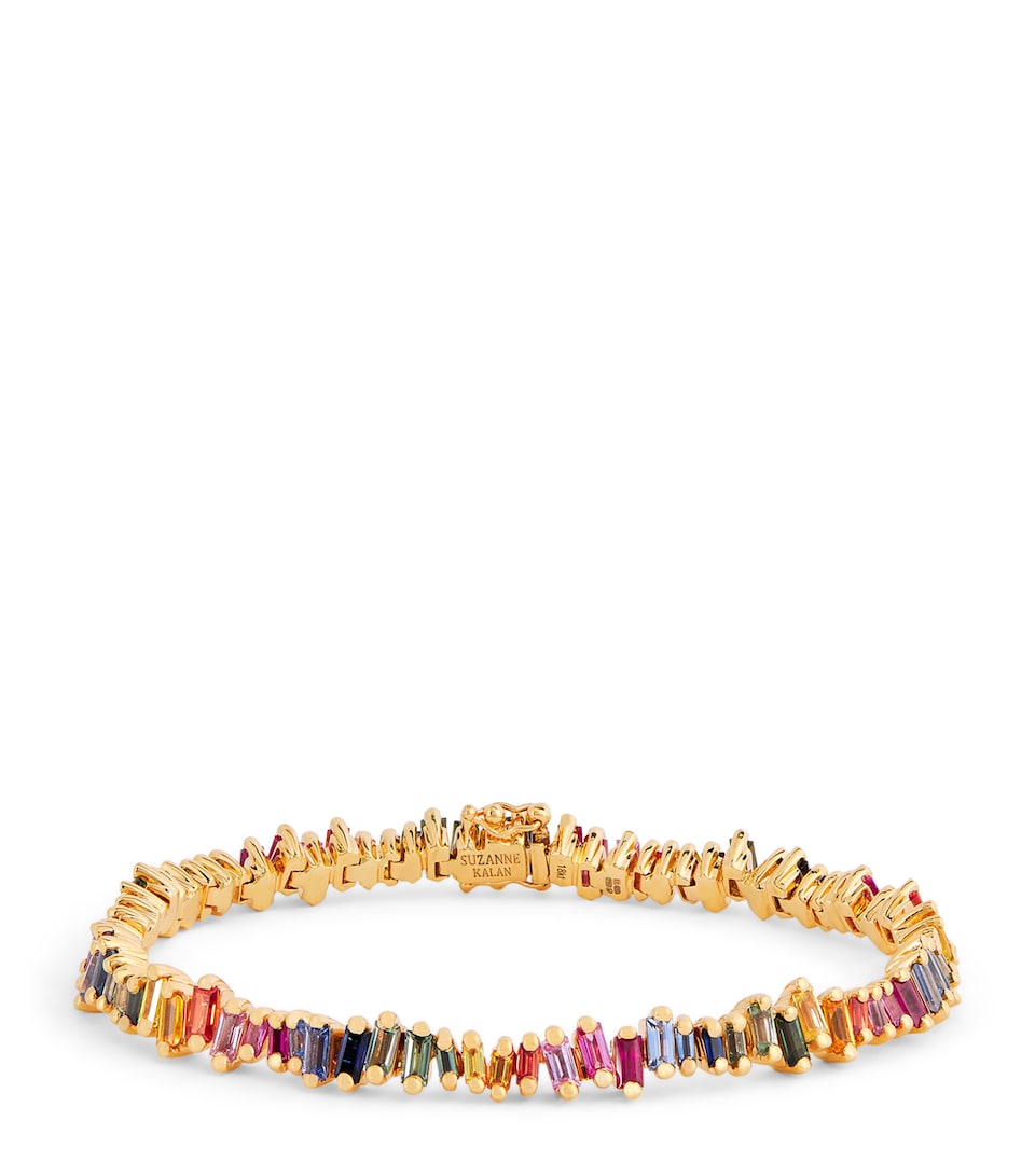 Suzanne Kalan Rose Gold and Rainbow Sapphire Bold Tennis Bracelet Rg/rs