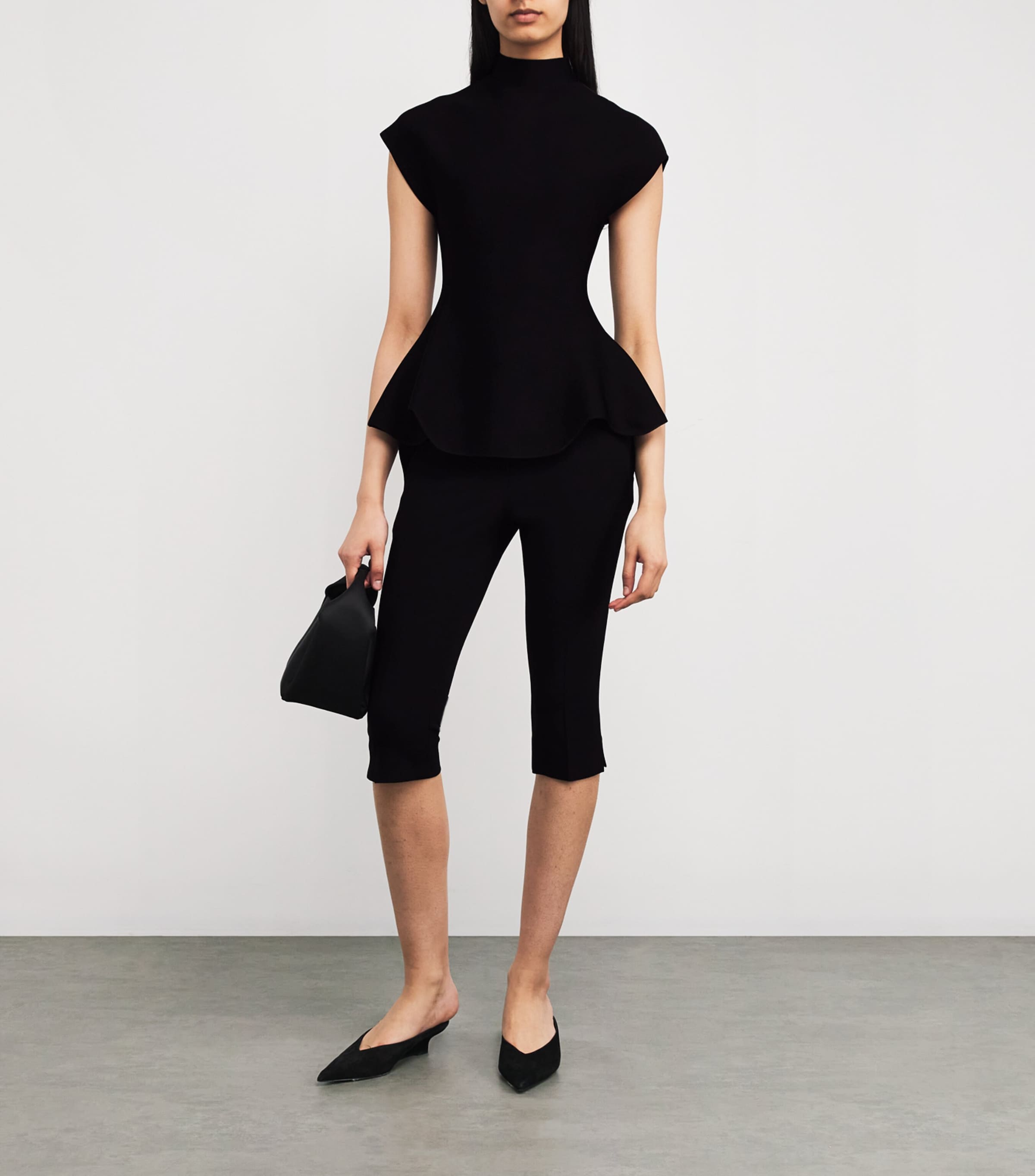 Khaite Womens Knitted Peplum Top Black Image 2