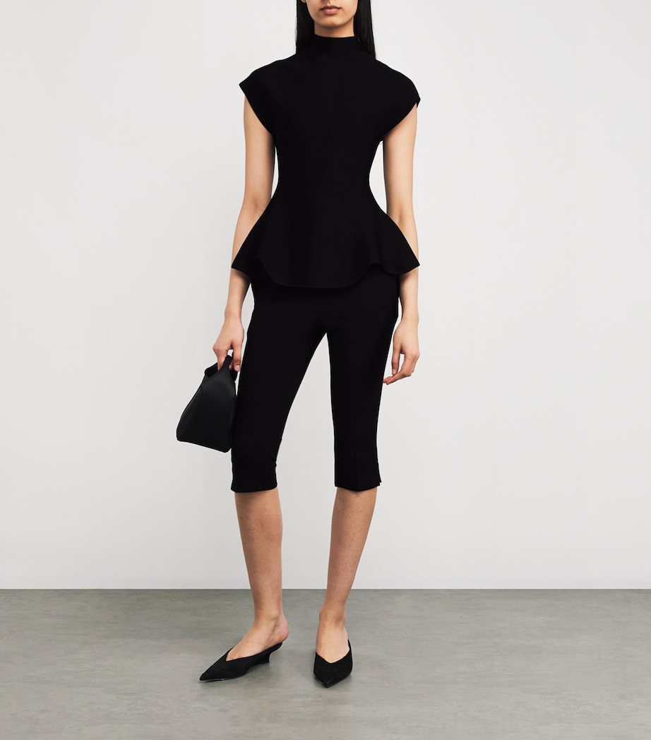 Khaite Womens Knitted Peplum Top Black Image 2