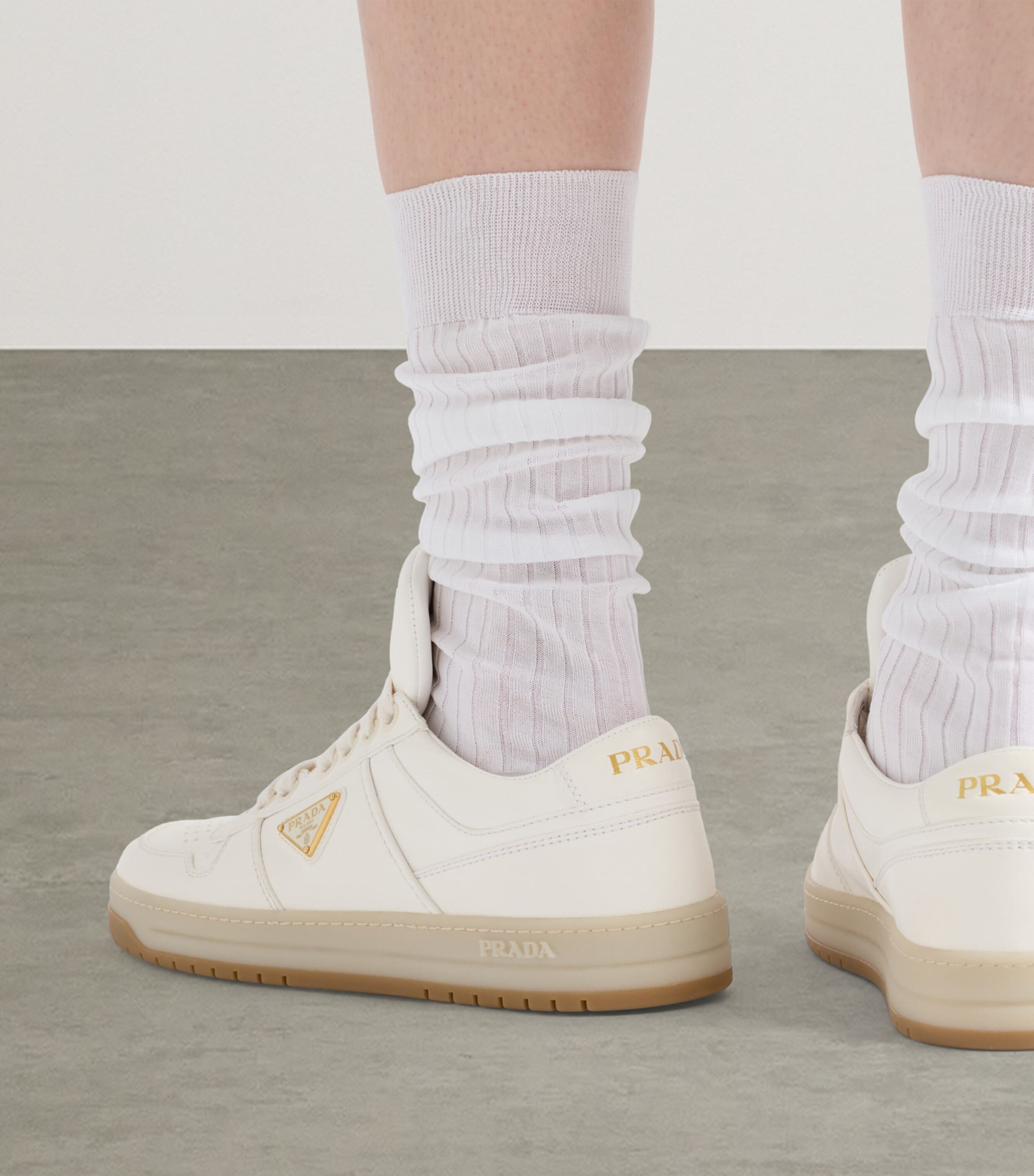 Prada Leather Downtown Sneakers | Harrods UK
