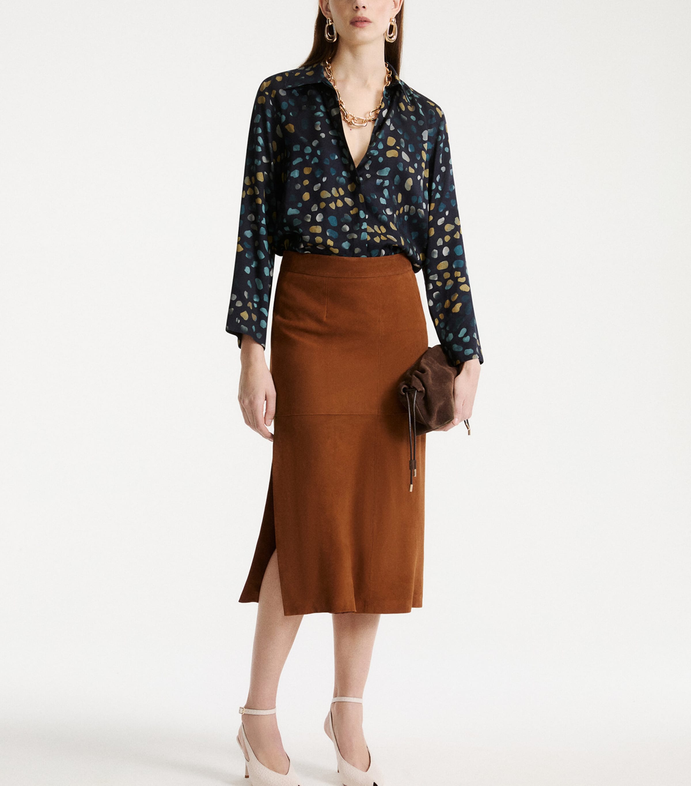 Marella Womens Twill Printed Shirt Navy Image 2