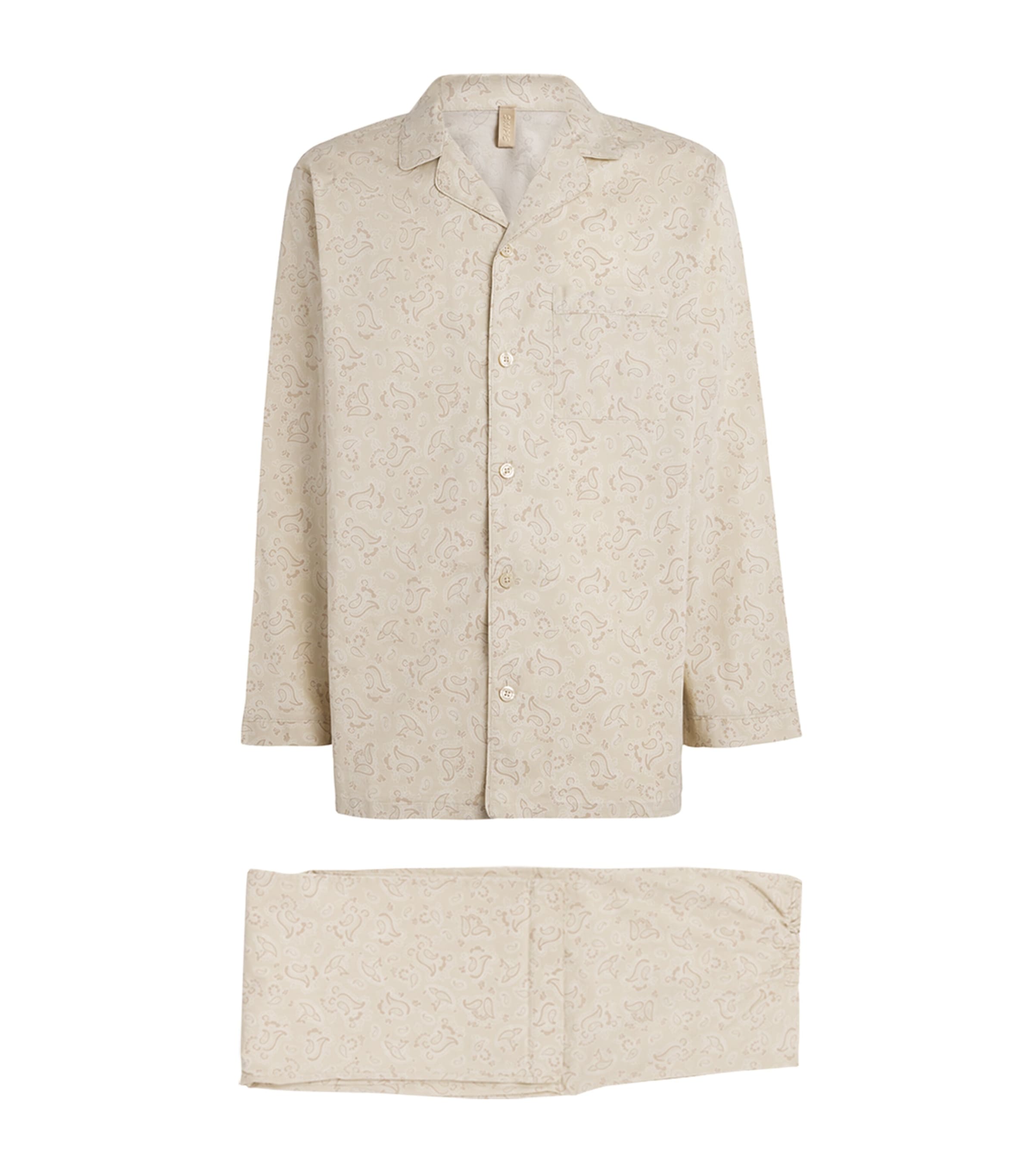 Skims Cotton Poplin Paisley Pyjama Set In Neutral
