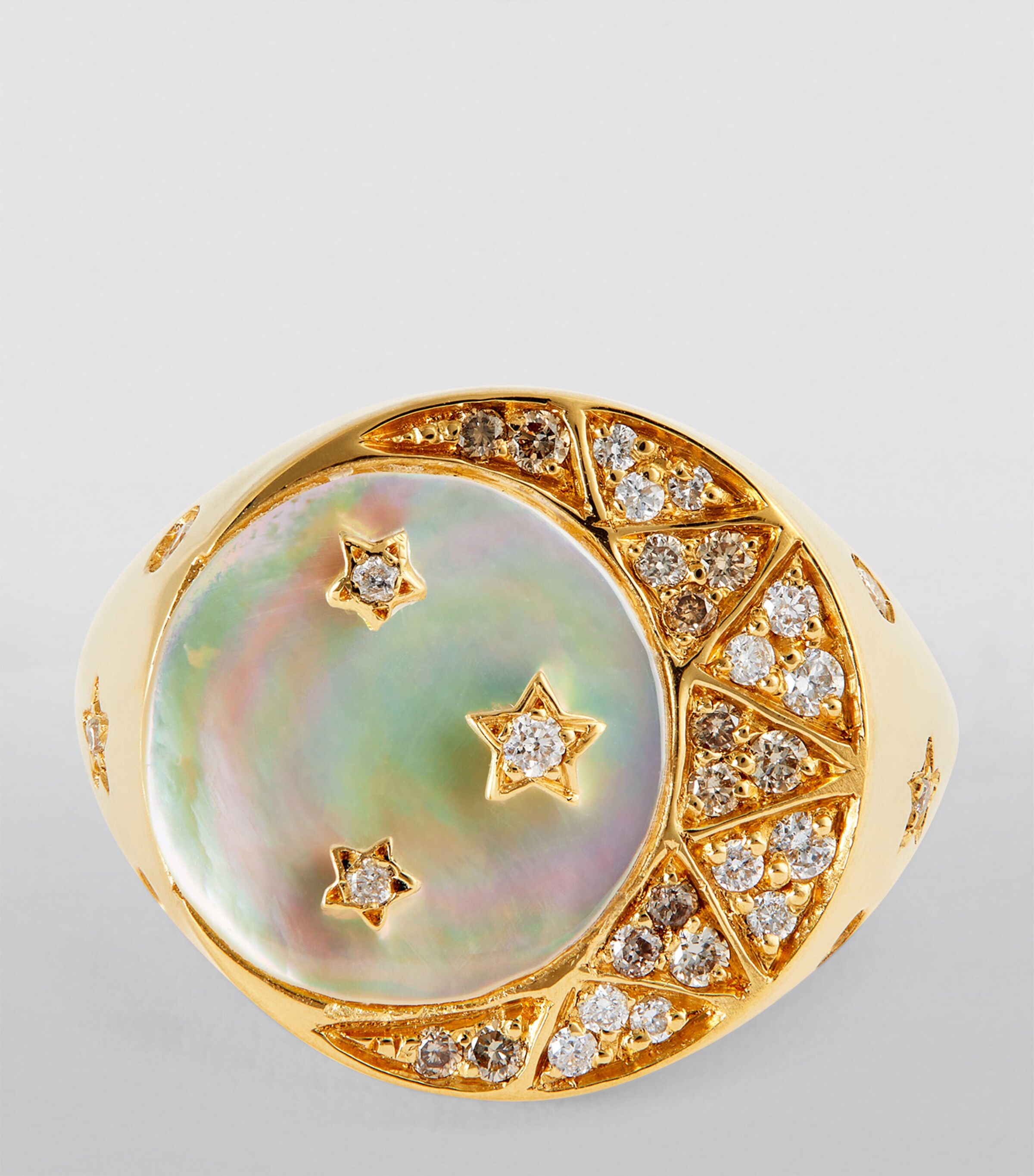 L'ATELIER NAWBAR Yellow Gold, Diamond and Mother-of-Pearl Cosmic Love Ring White Image 3