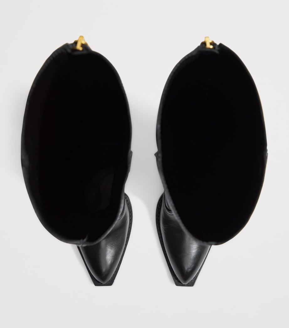 Leather Keyhole Knee-High Boots 95 999 BLACK Image 6