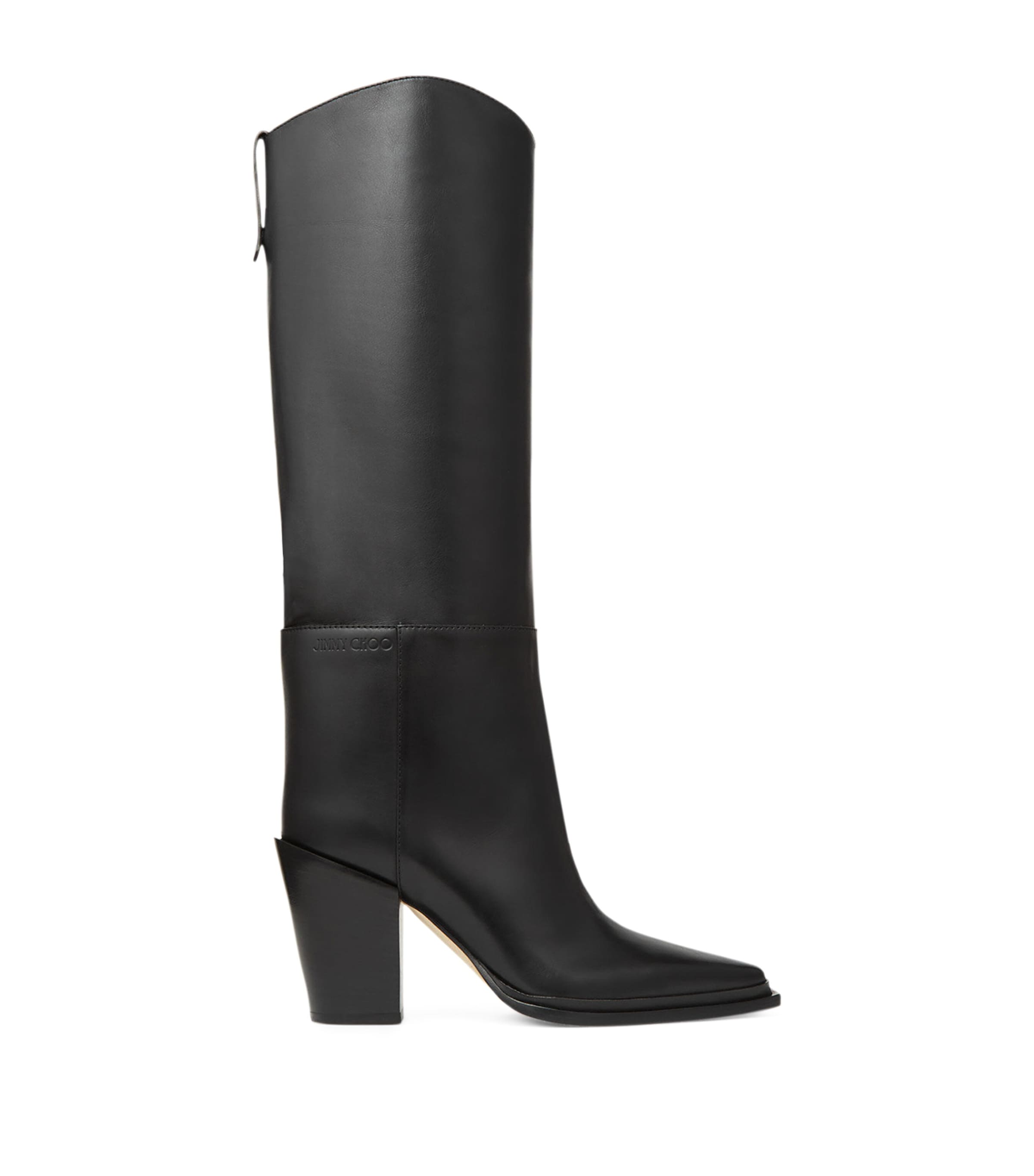 Shop Jimmy Choo Cece 80 Leather Knee-high Boots In Black