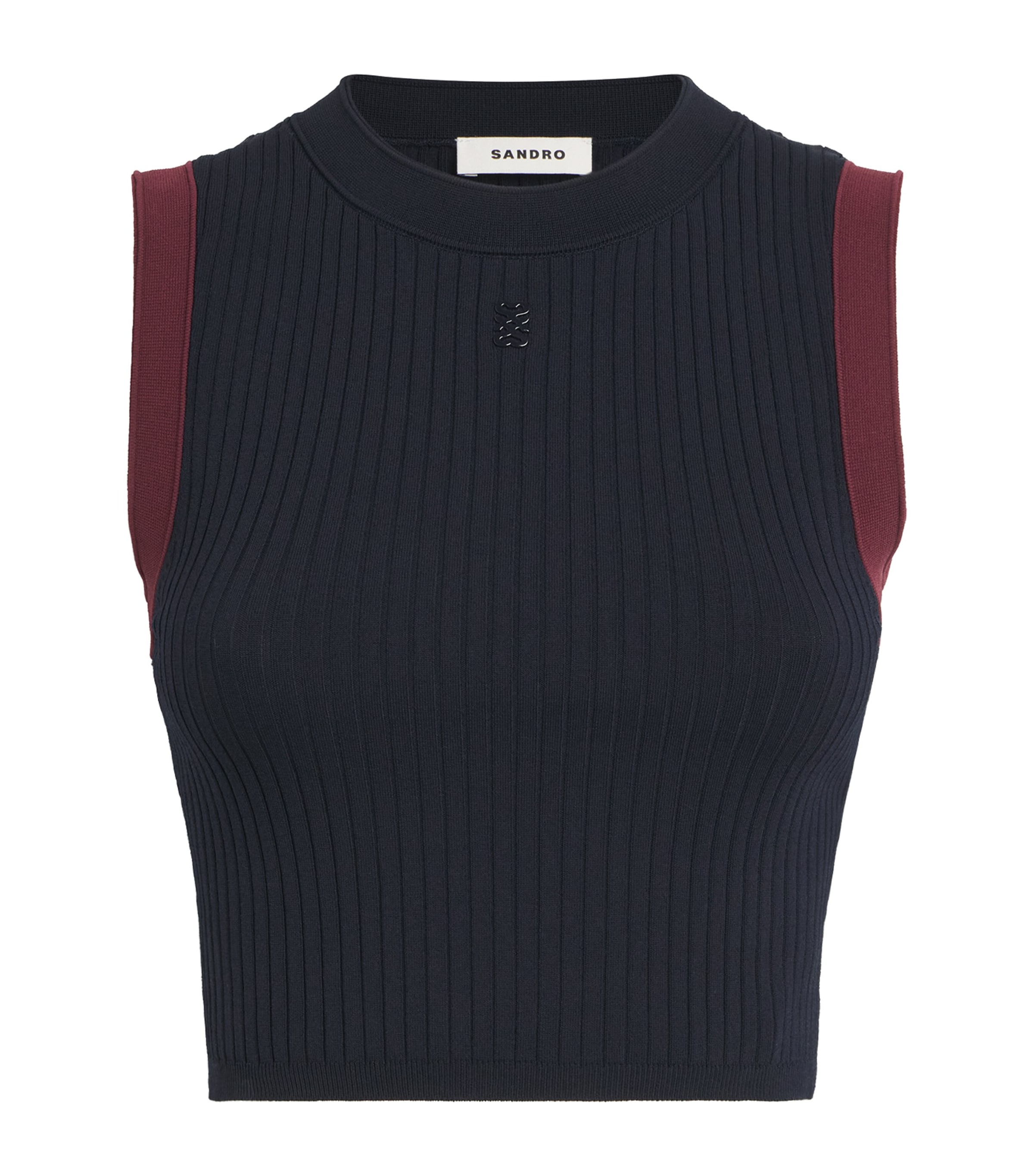 Sandro Rib-knit Tank Top In Blue