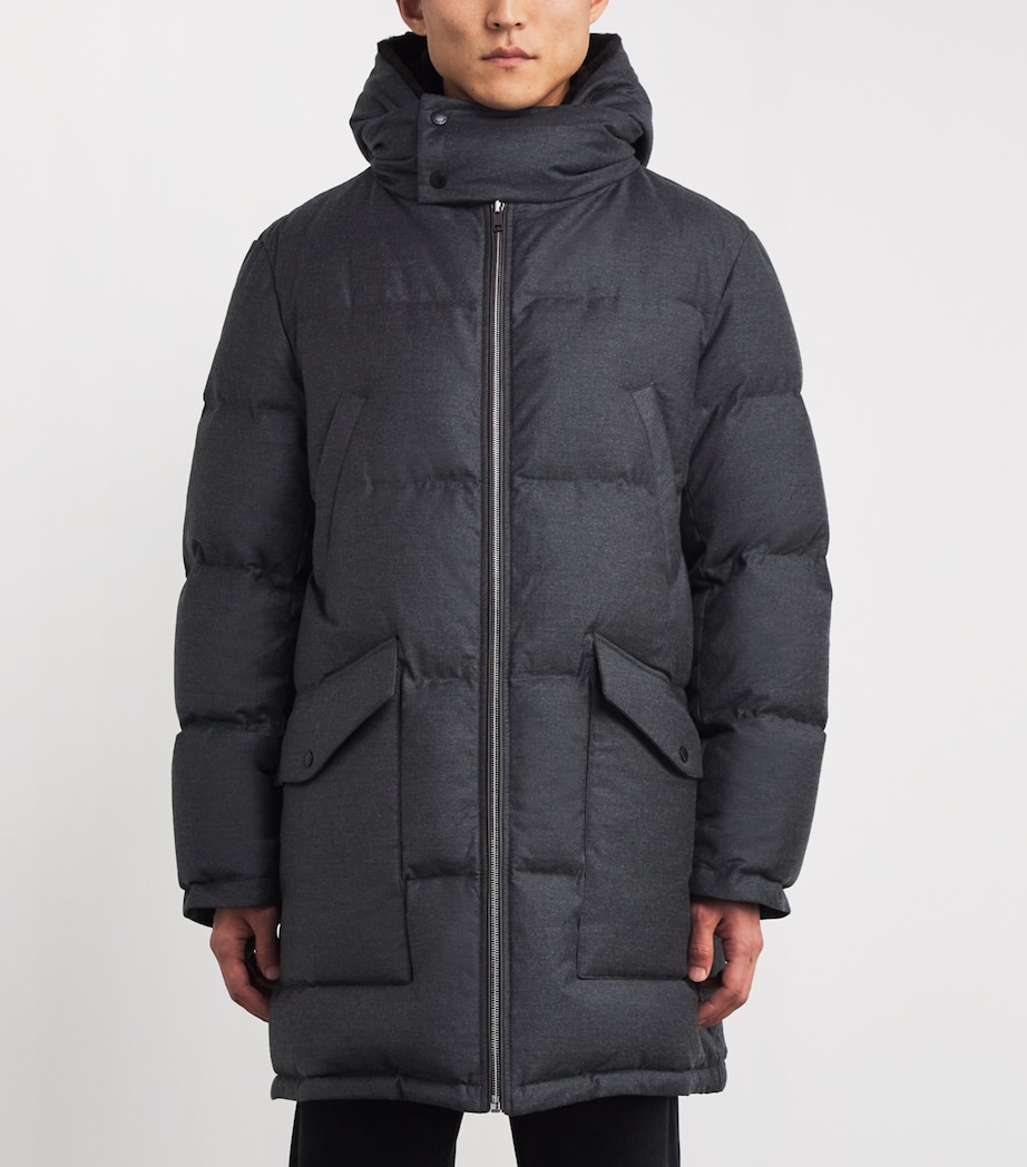 Wool-Silk Down Mink-Trim Coat B0232 ANTHRACITE/MHO Image 3