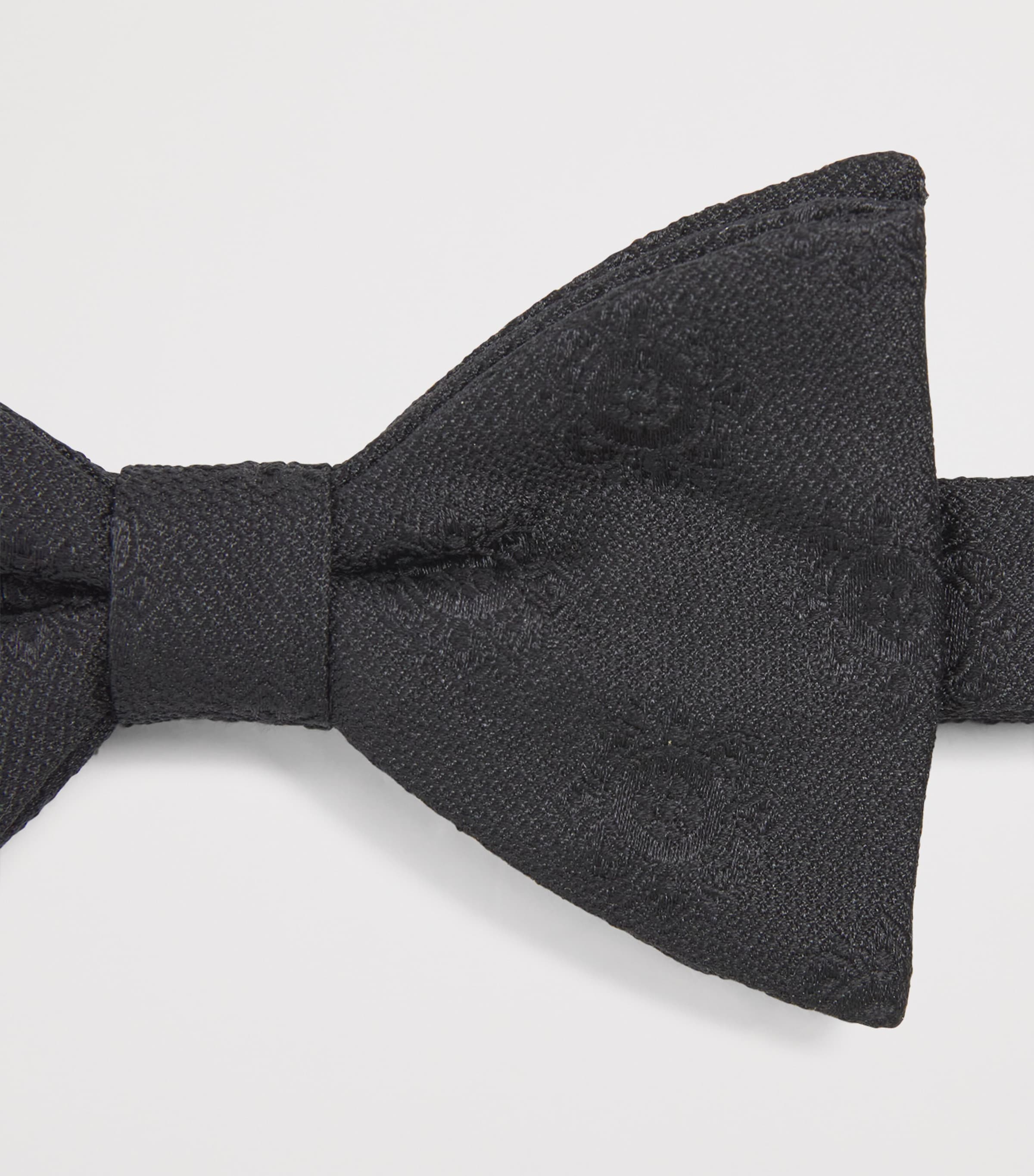Harrods Silk Jacquard Bow Tie Black Image 2