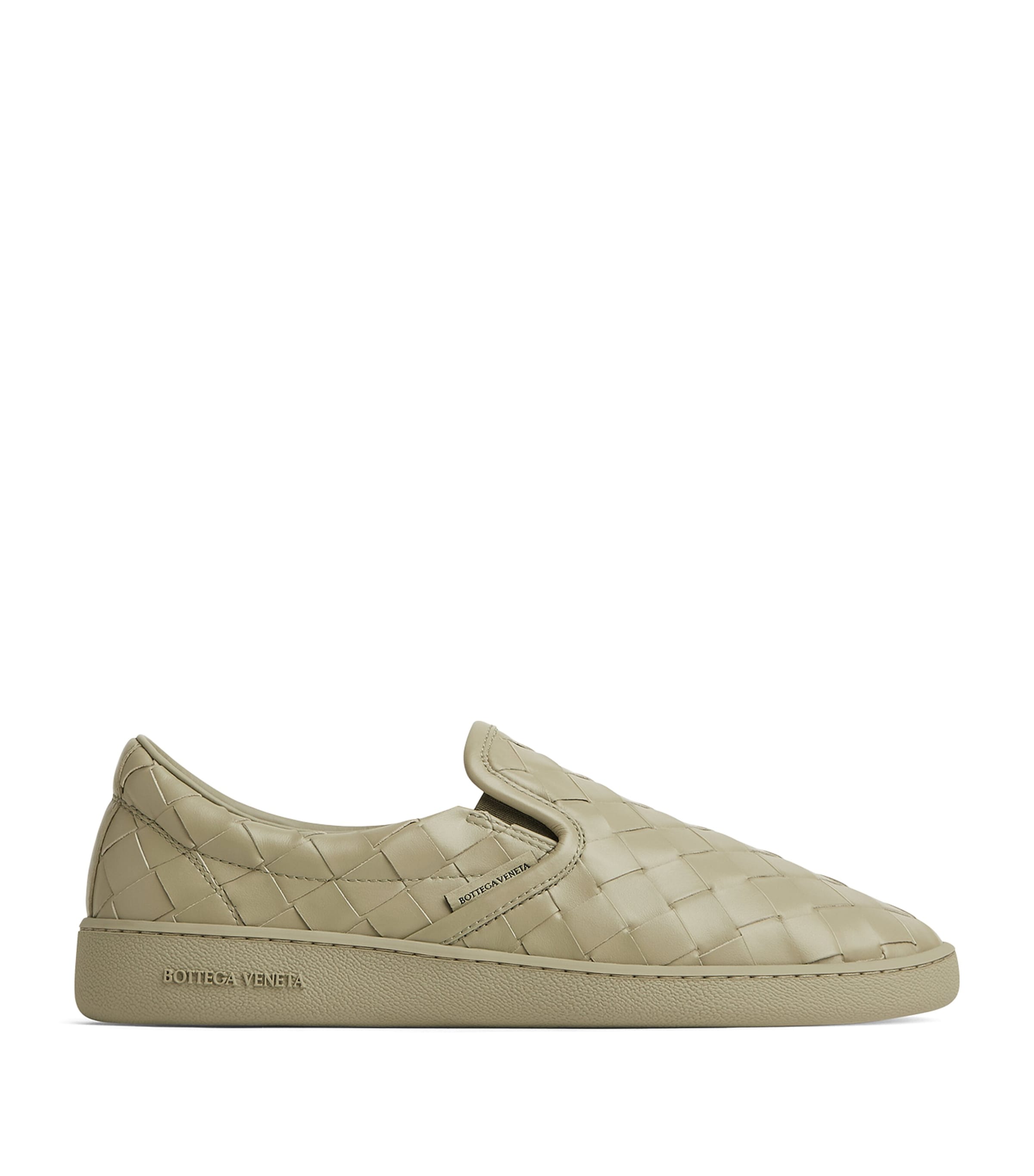 Shop Bottega Veneta Leather Intrecciato Sawyer Sneakers In Green