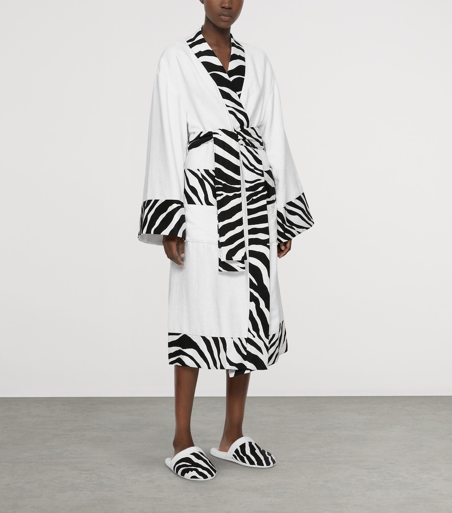 Terry Cotton Zebra Print Robe UZ024 BIANCO ZEBRA Image 6