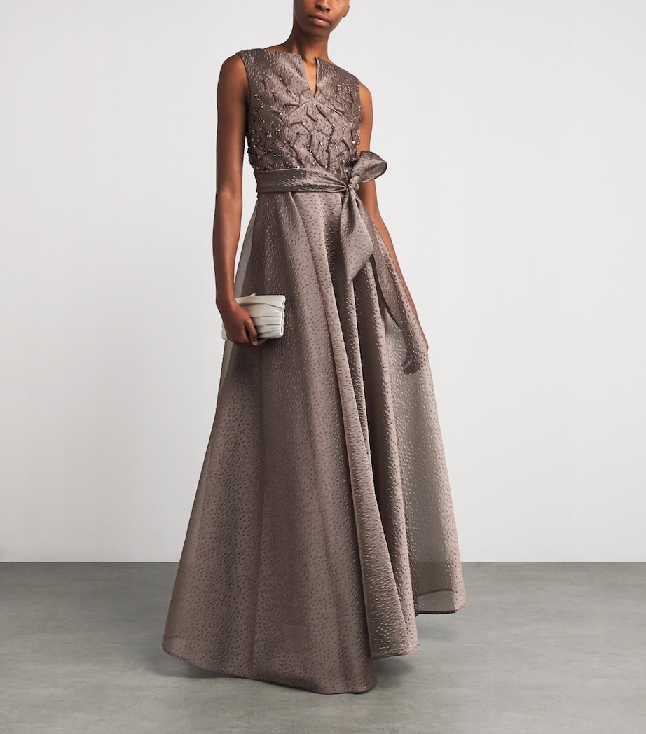 Rivet Organza Embroidered Gown TAUPE Image 2