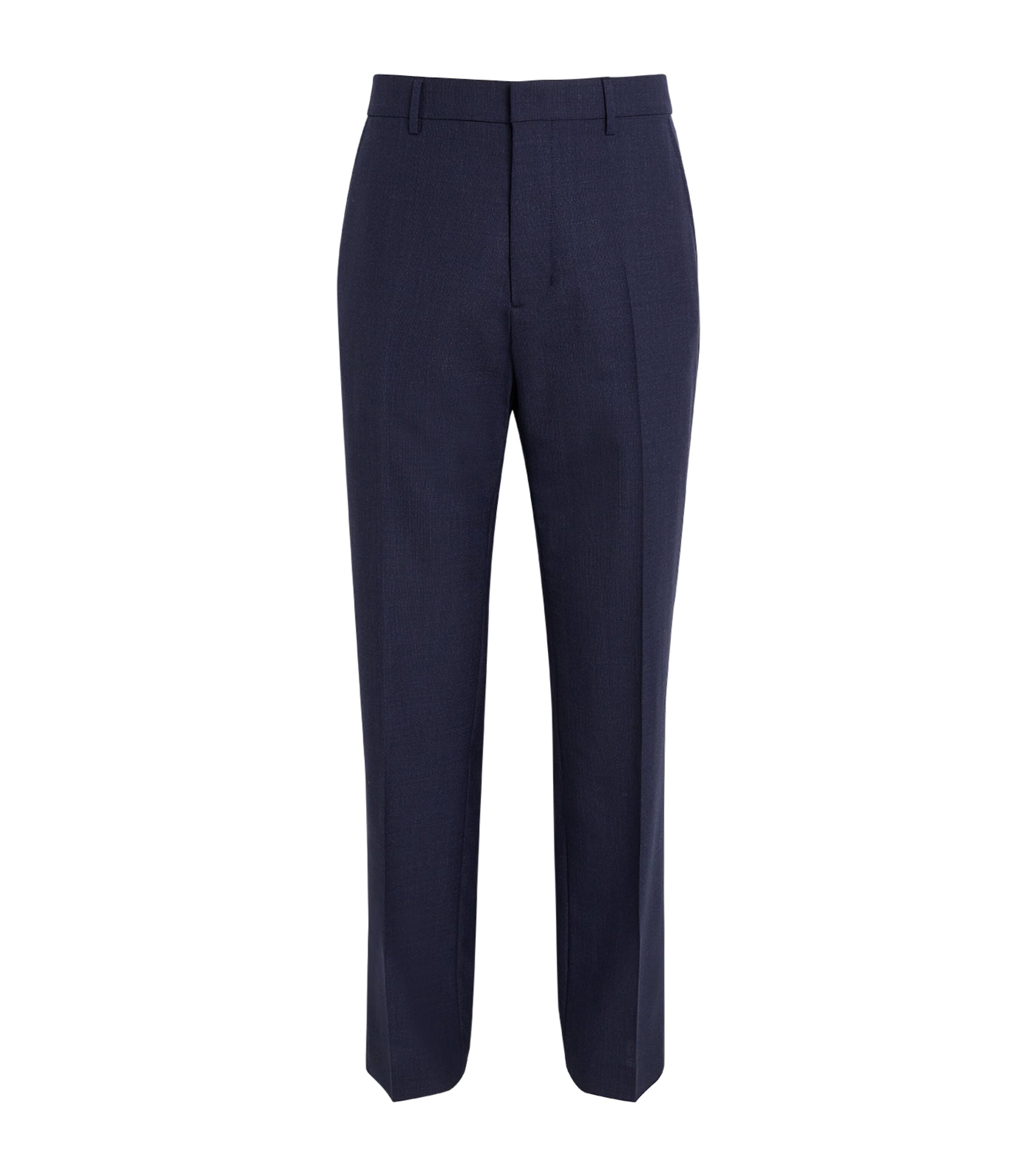 Shop Ami Alexandre Mattiussi Virgin Wool Straight Fit Trousers In Navy