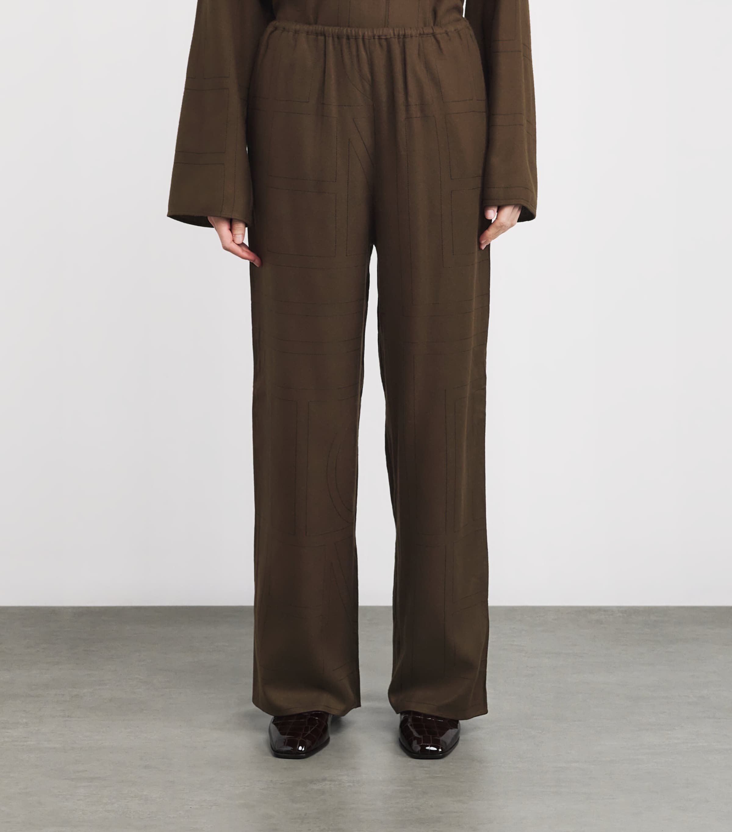 Modal Flannel Wide-Leg Trousers 034 DARK BROWN Image 3