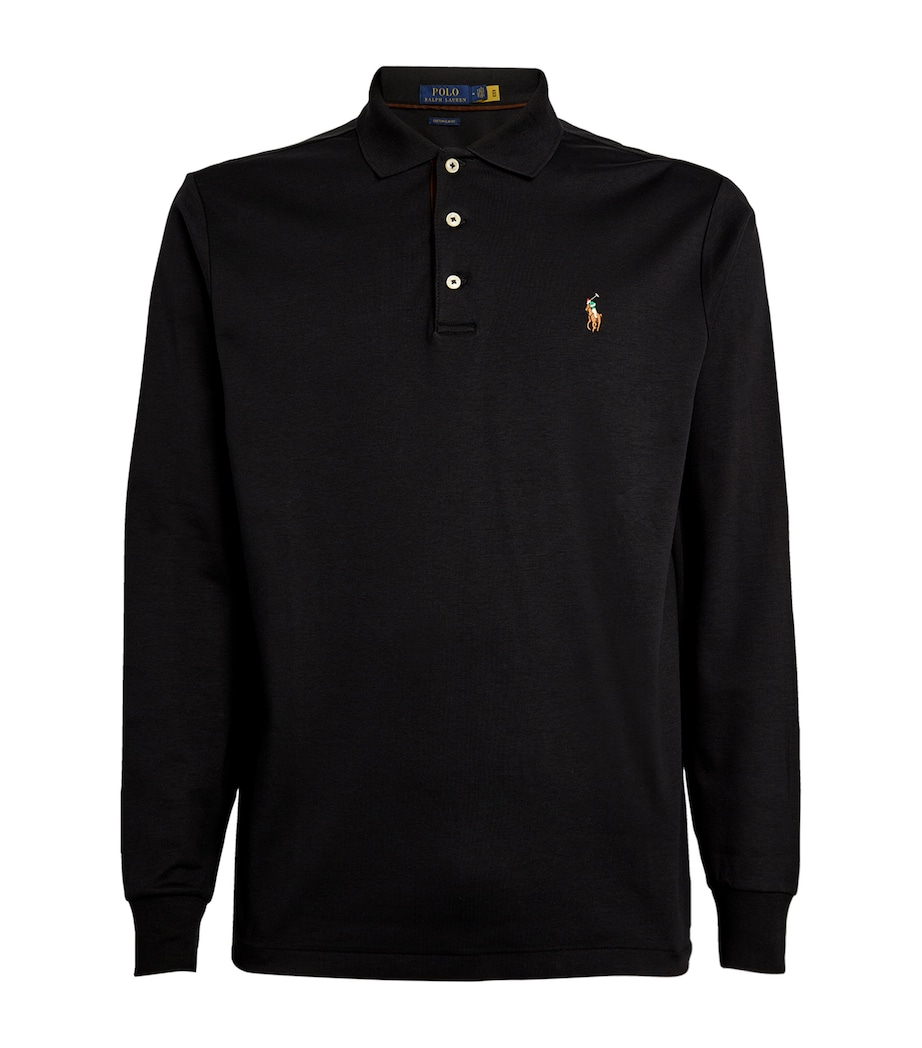 Pima Cotton Long-Sleeve Polo Shirt POLO BLACK Image 1