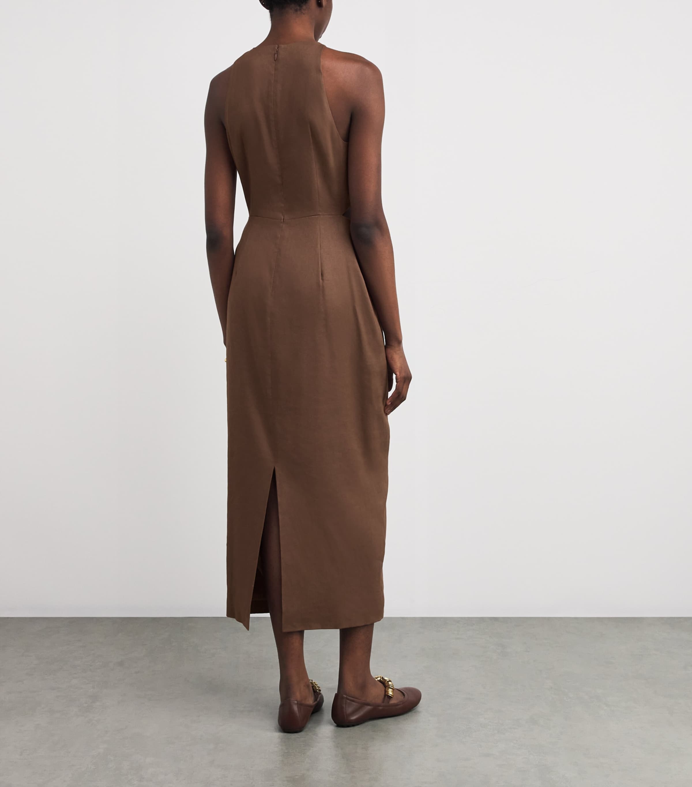 Linen-Blend Isla Midi Dress N0017 LIGHT CHICORY Image 3