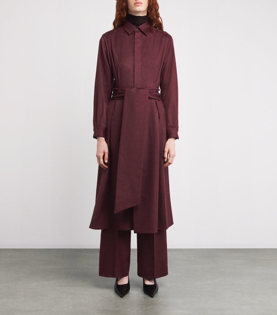 Cashmere Belted Midi Shirt Dress 197 BORDEAUX Image 3