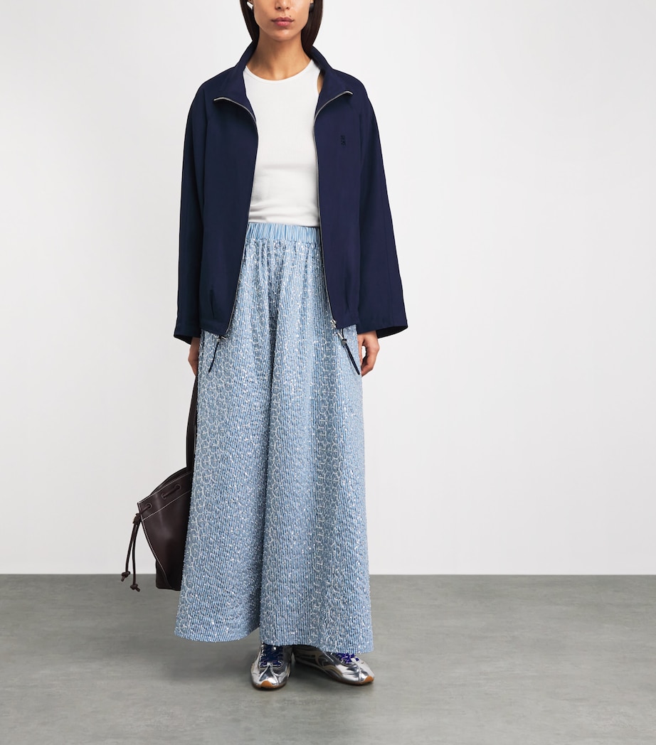 Sandro Paris Womens Sequin Stripe Maxi Skirt Blue Image 2