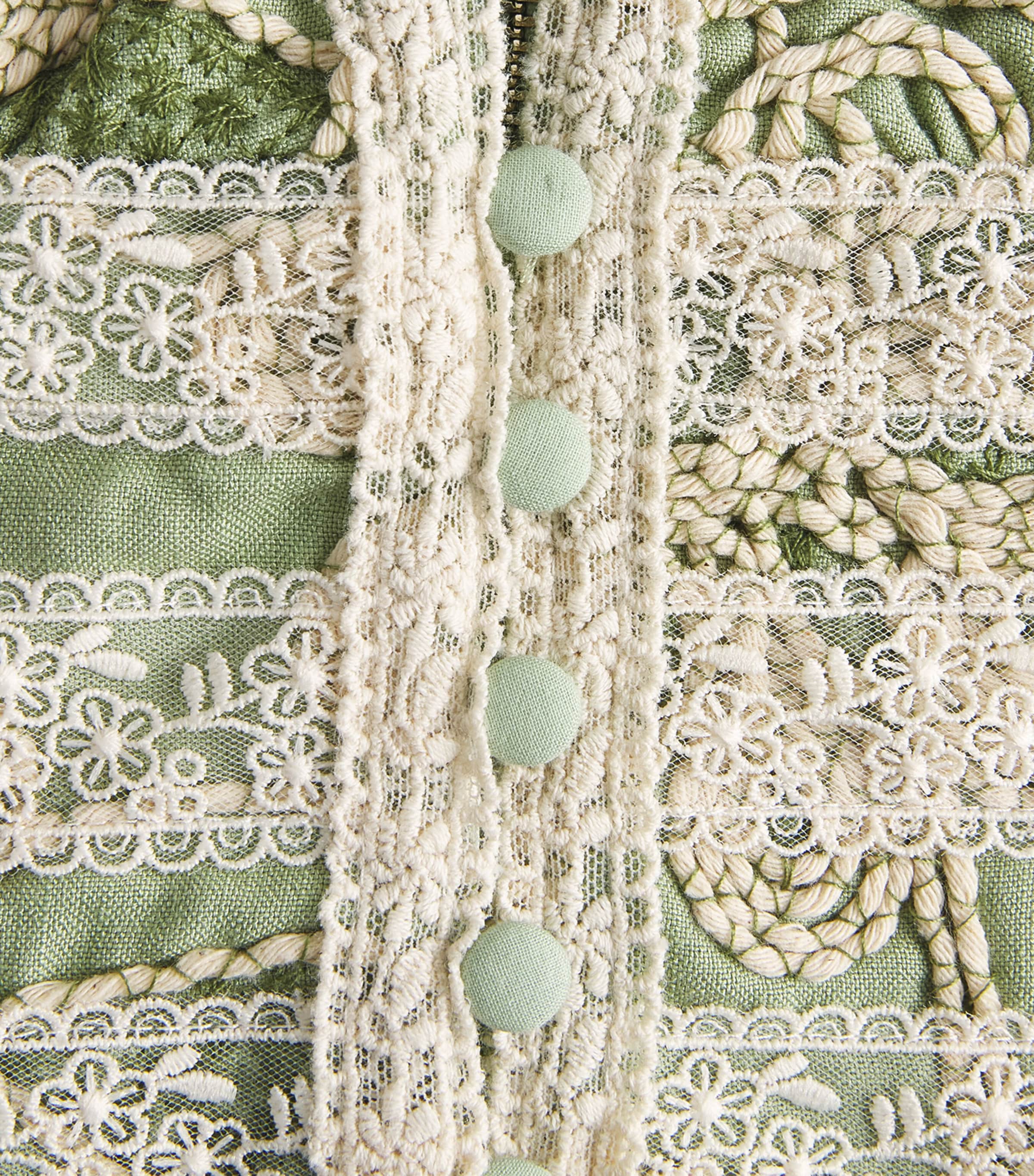 Alice+Olivia Womens Embroidered Keeley Blouse Green Lily/oatmeal Image 6