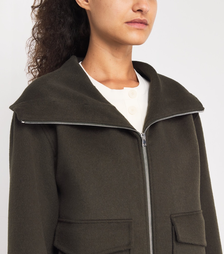 Wool-Cashmere Fur-Trim Jacket A2108 Image 6