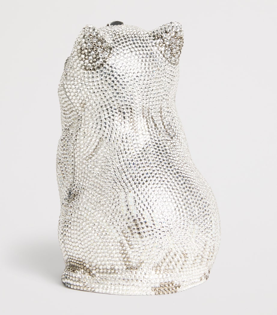 Crystal-Embellished Kitten Clutch Bag SBDMT SLV BL DIA MLT Image 3