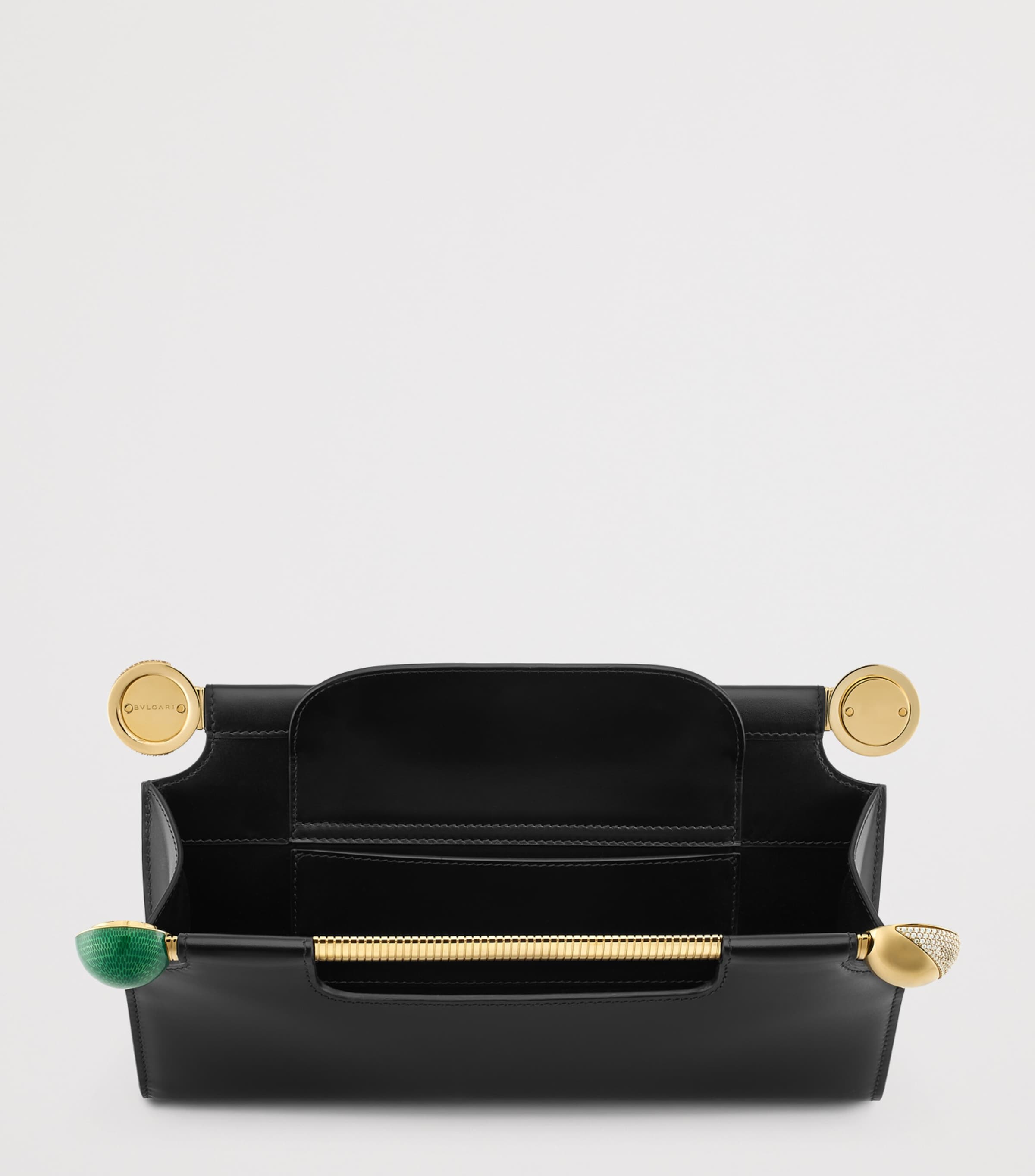 Bvlgari Leather Tubogas Sphere Clutch Bag Black Image 4