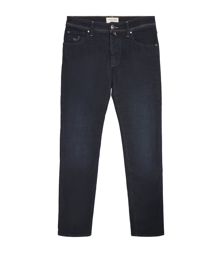 Jacob Cohën Mens Pony Hair-Patch Nick Slim Jeans Dark Blue Image 1