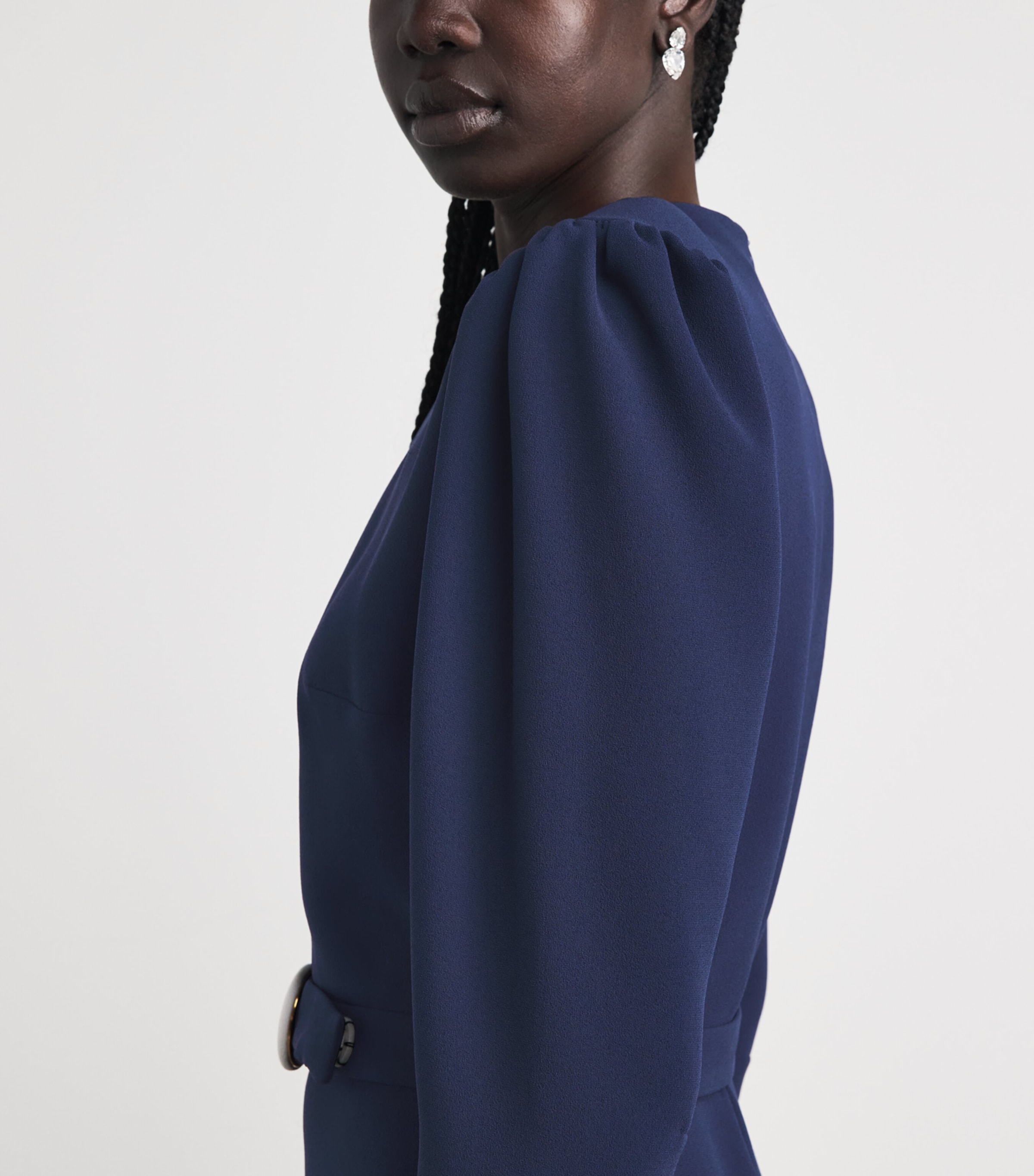 Edeline Lee Womens Belted A-line Midi Dress Nav/navy Image 5