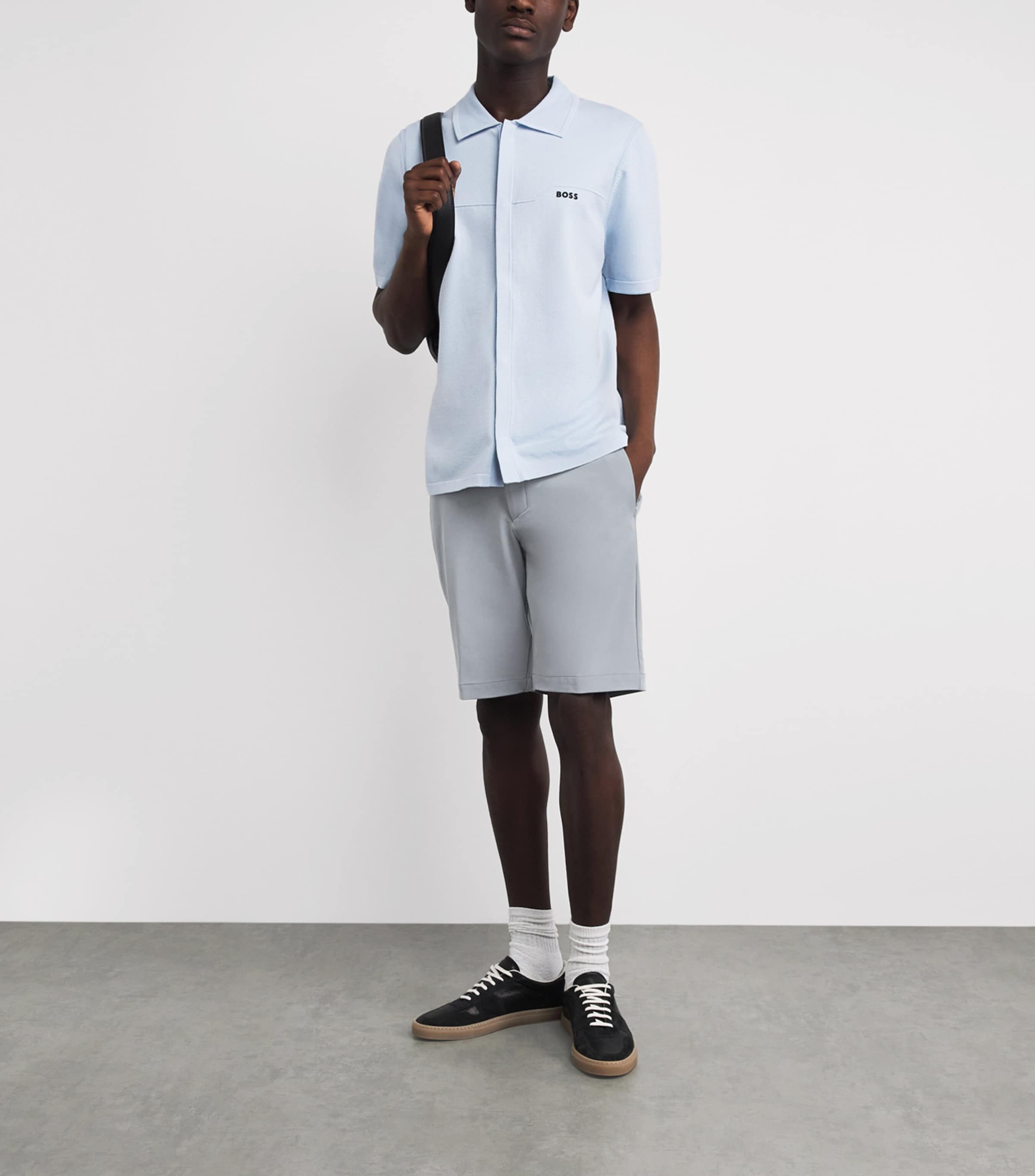 BOSS Mens Commuter Slim Shorts Dark Grey Image 2
