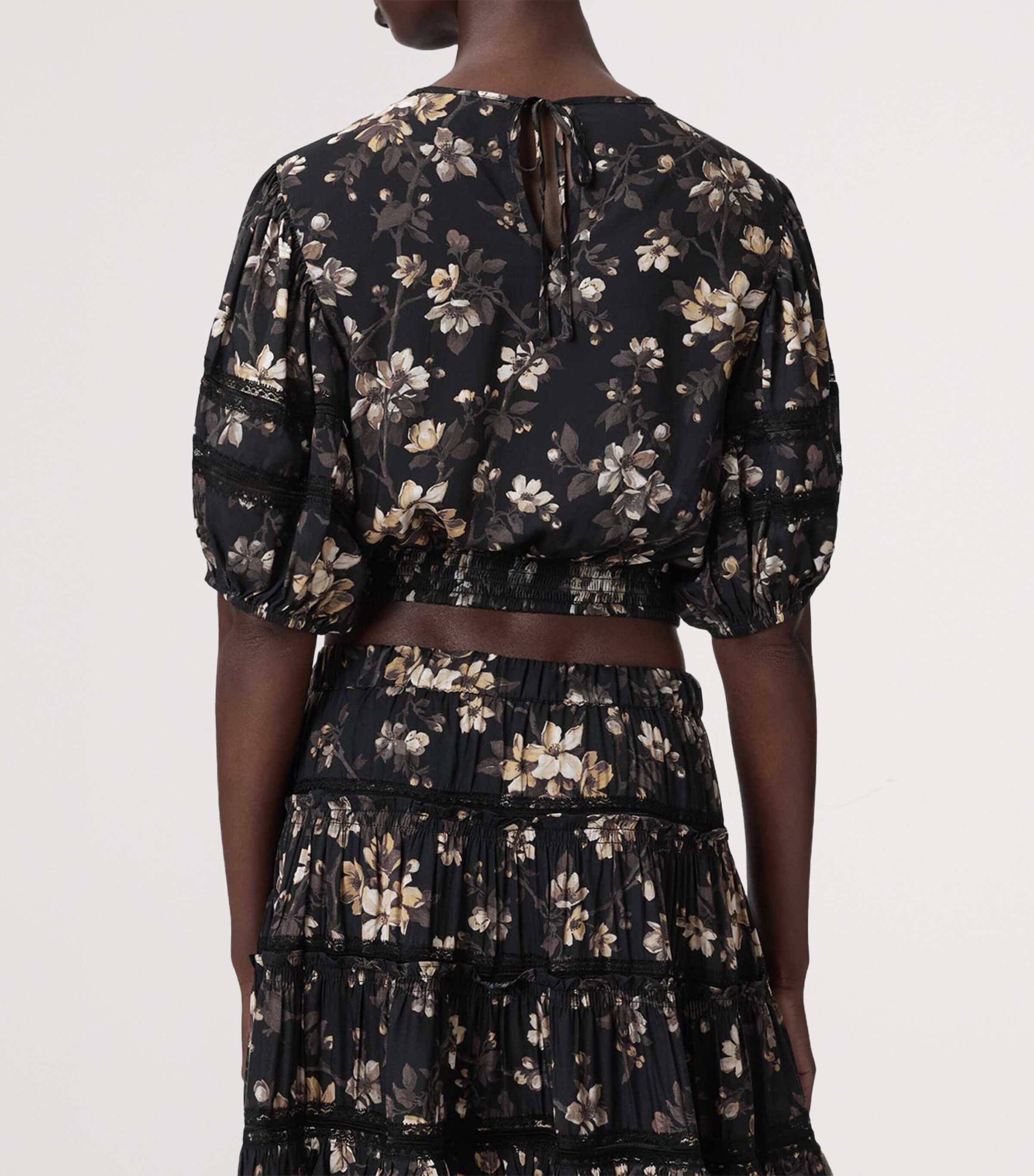 AllSaints Womens Floral Print Peony Top Vine Black Image 4