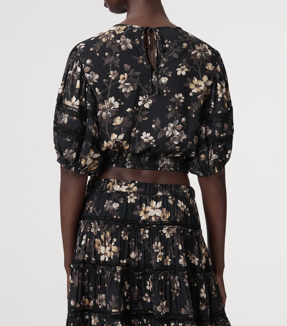AllSaints Womens Floral Print Peony Top Vine Black Image 4