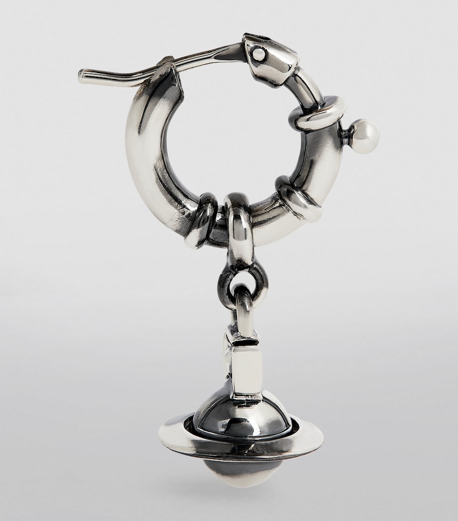 Pauliana Single Hoop Earring Q007- OXI SILVER Image 3