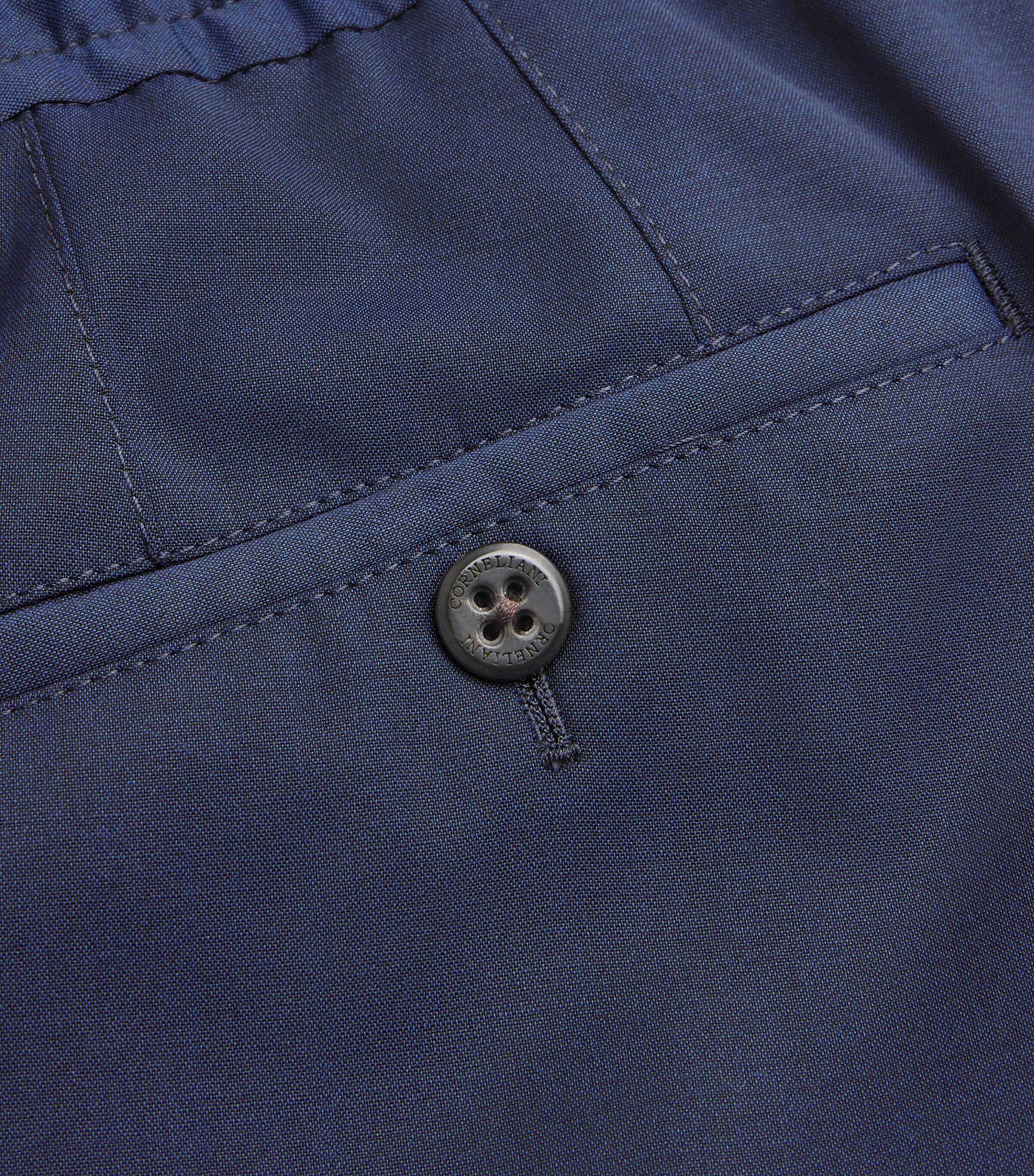 Wool Drawstring Straight Trousers 005 BLUE Image 5