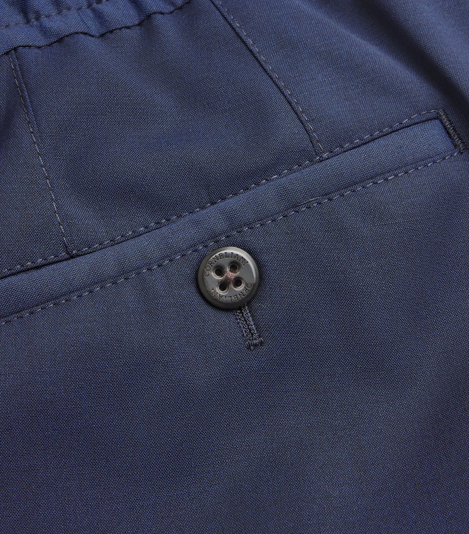 Wool Drawstring Straight Trousers 005 BLUE Image 5