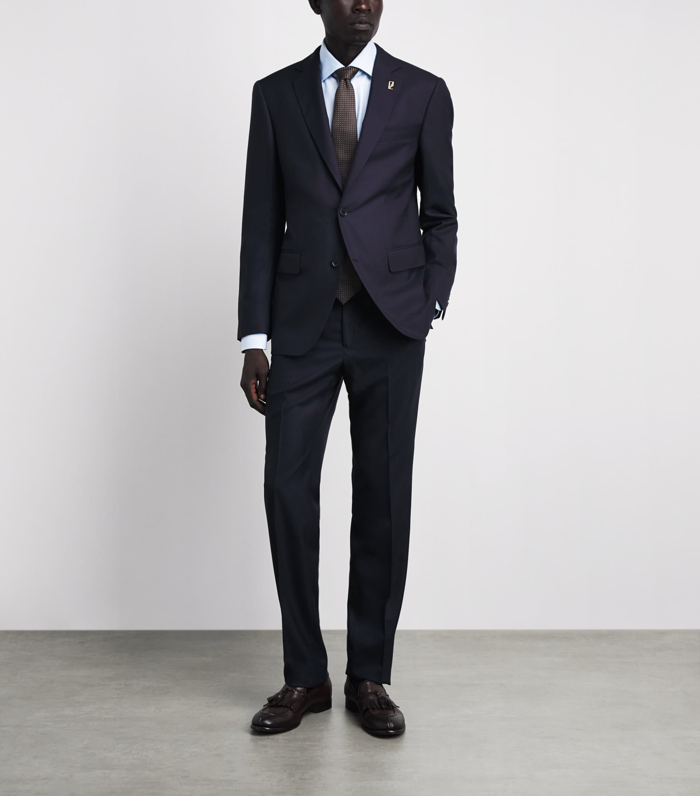Canali Mens Cotton Micro-Stripe Shirt Blue Image 2