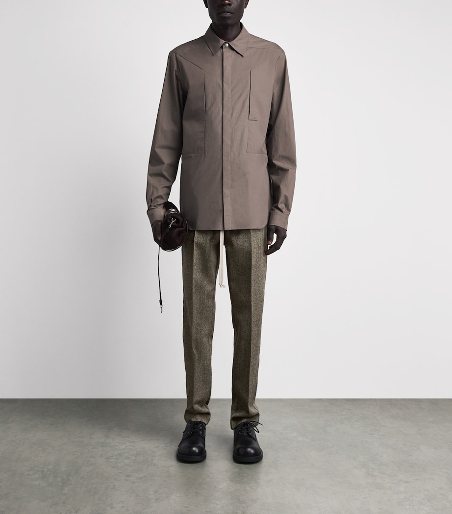 Rick Owens Mens Cotton-Wool Drawstring Trousers Black Melange Image 2