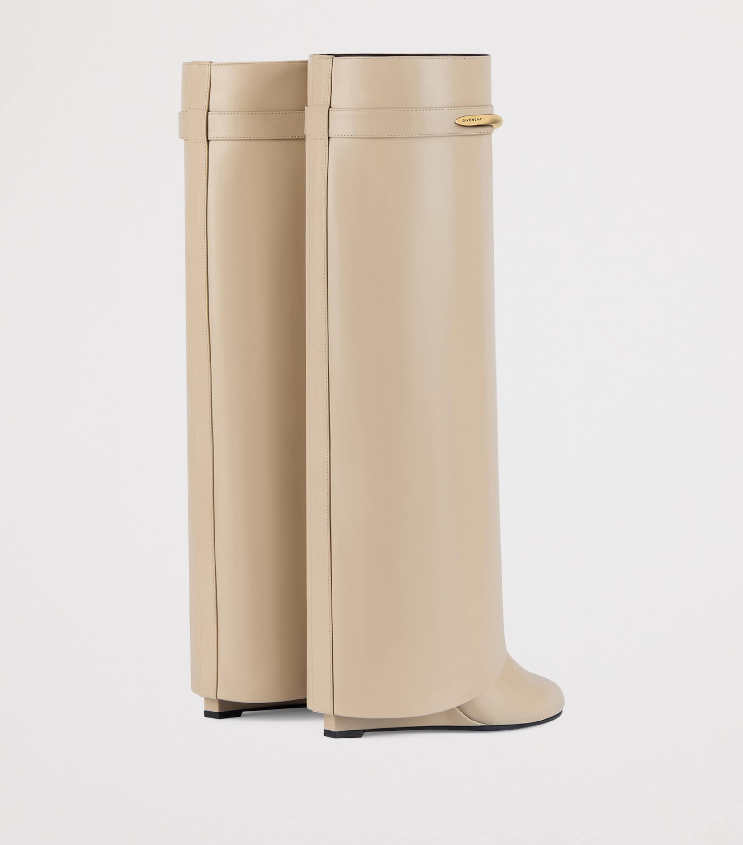 Leather Shark Knee-High Boots 95 BEIGE Image 4