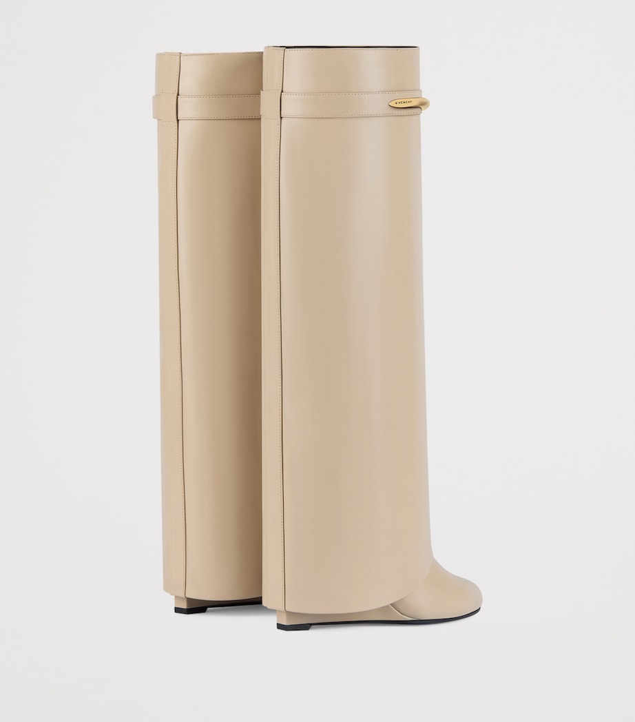 Leather Shark Knee-High Boots 95 BEIGE Image 4