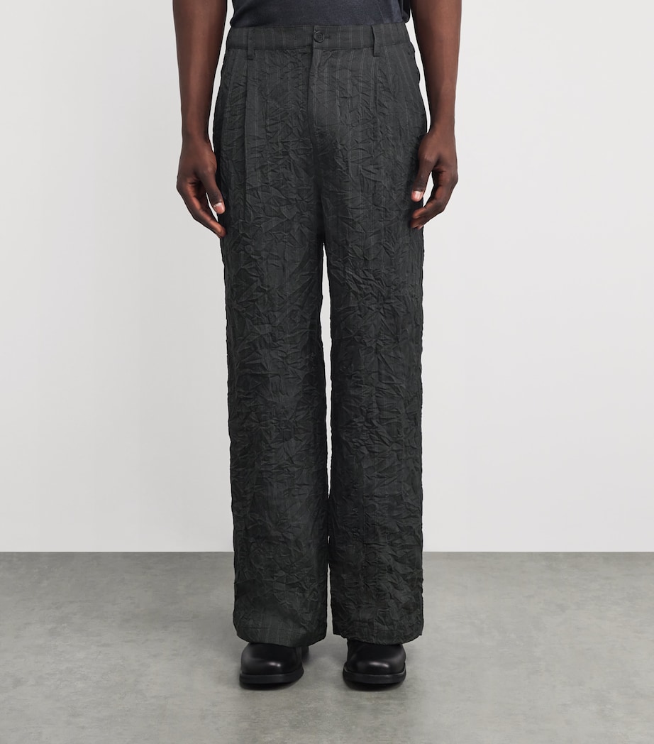 Crinkle-Effect Franco Trousers CHARCOAL STRIPE Image 3