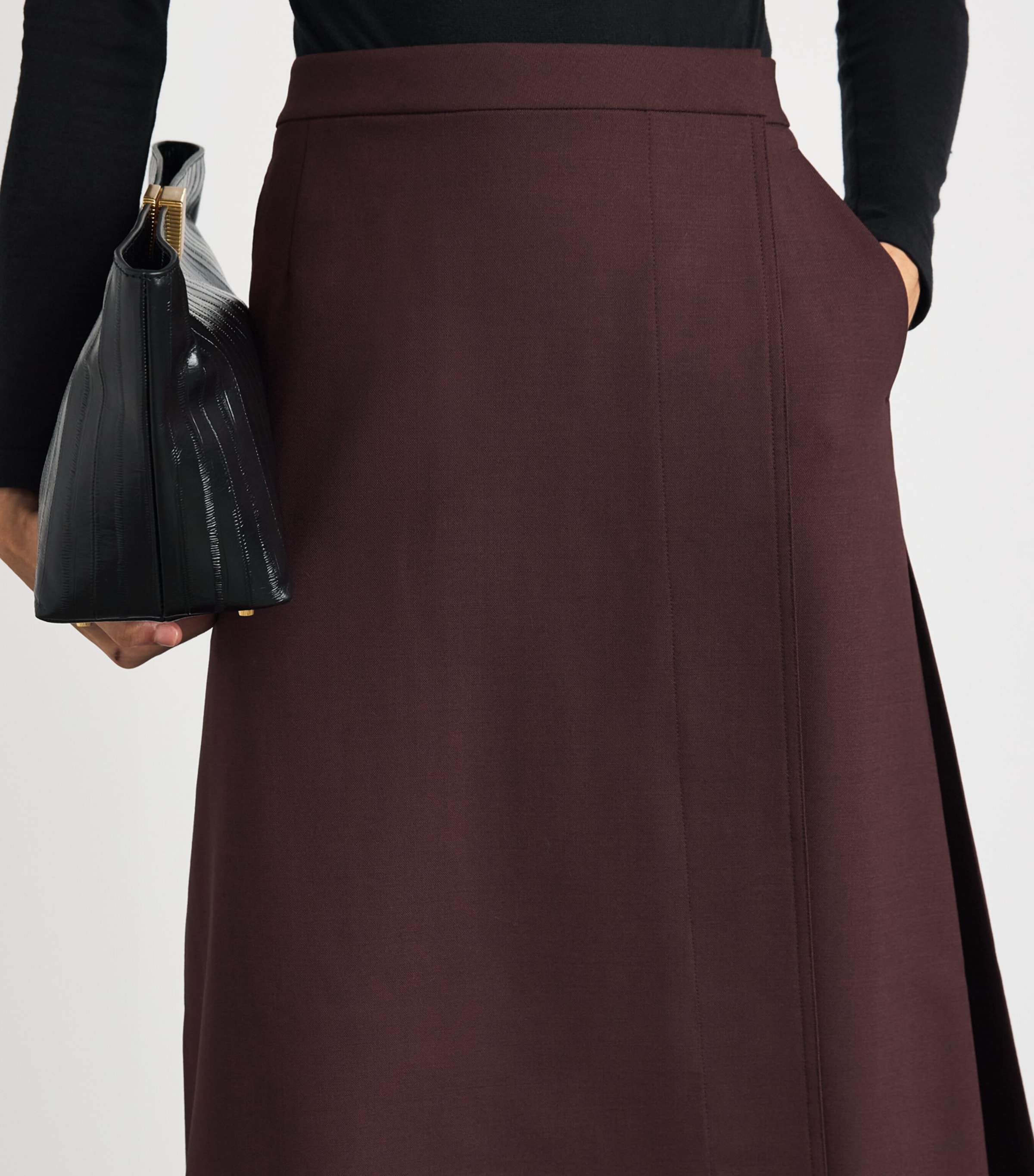 Lafayette 148 Womens Stretch-Wool Midi Skirt Beet Melange Image 3