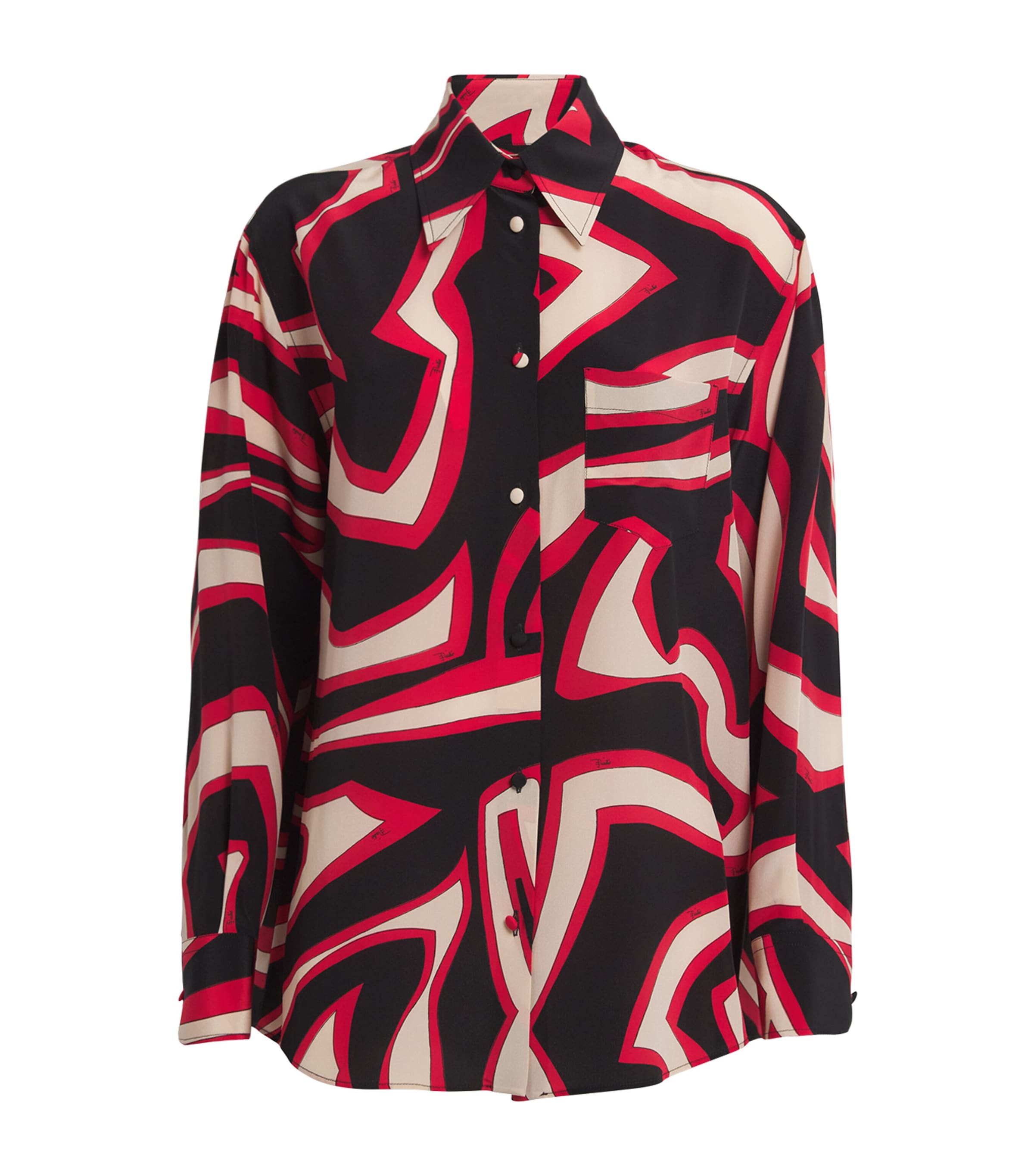 Pucci Silk Twill Labirinto Print Shirt In Red