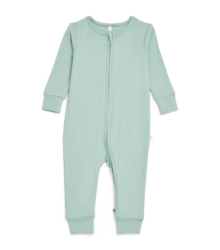 Ribbed Clever Zip Playsuit (9-12 Months) RIBBED MINT Image 1