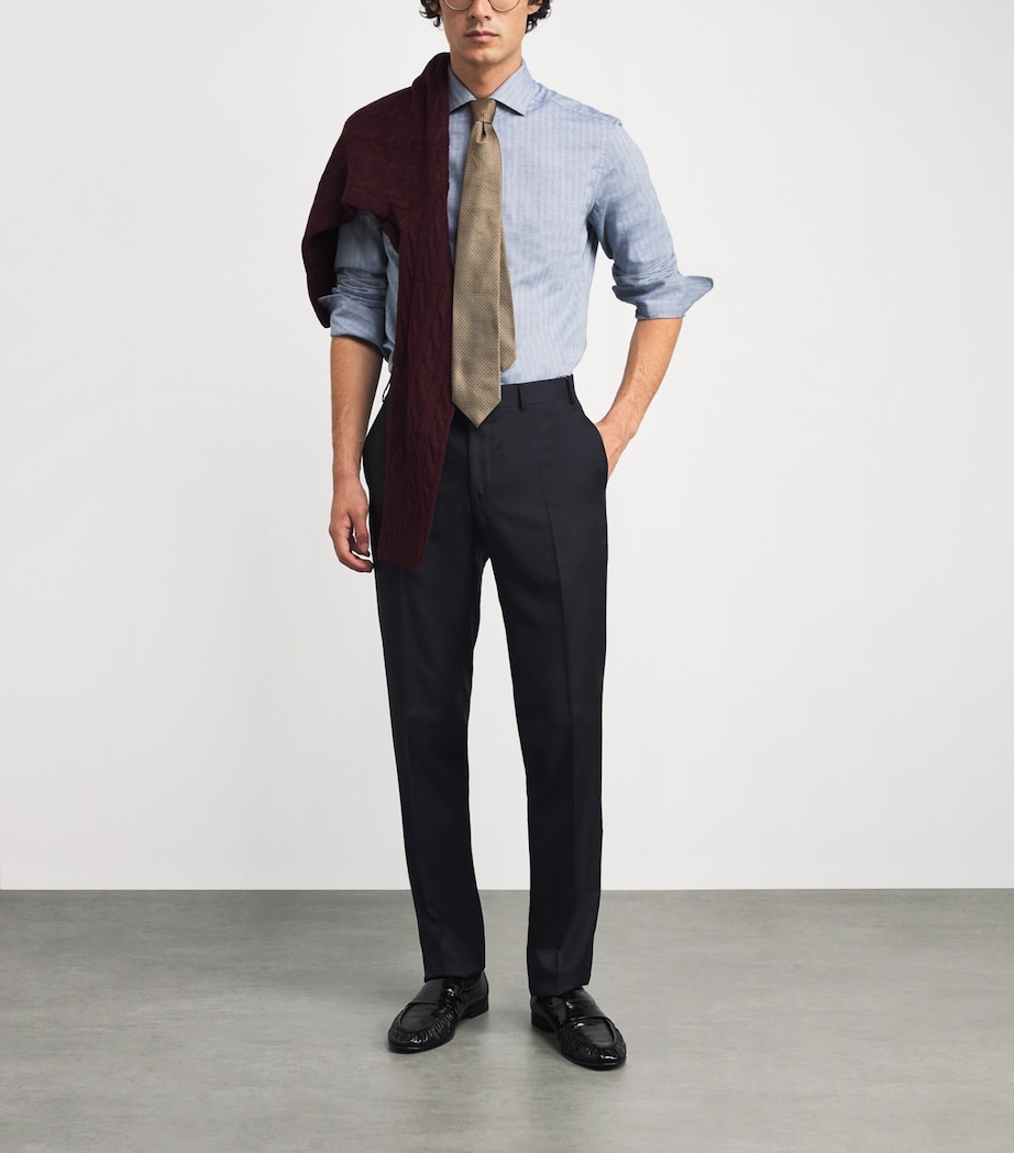 Wool Straight Trousers 31 NAVY Image 2