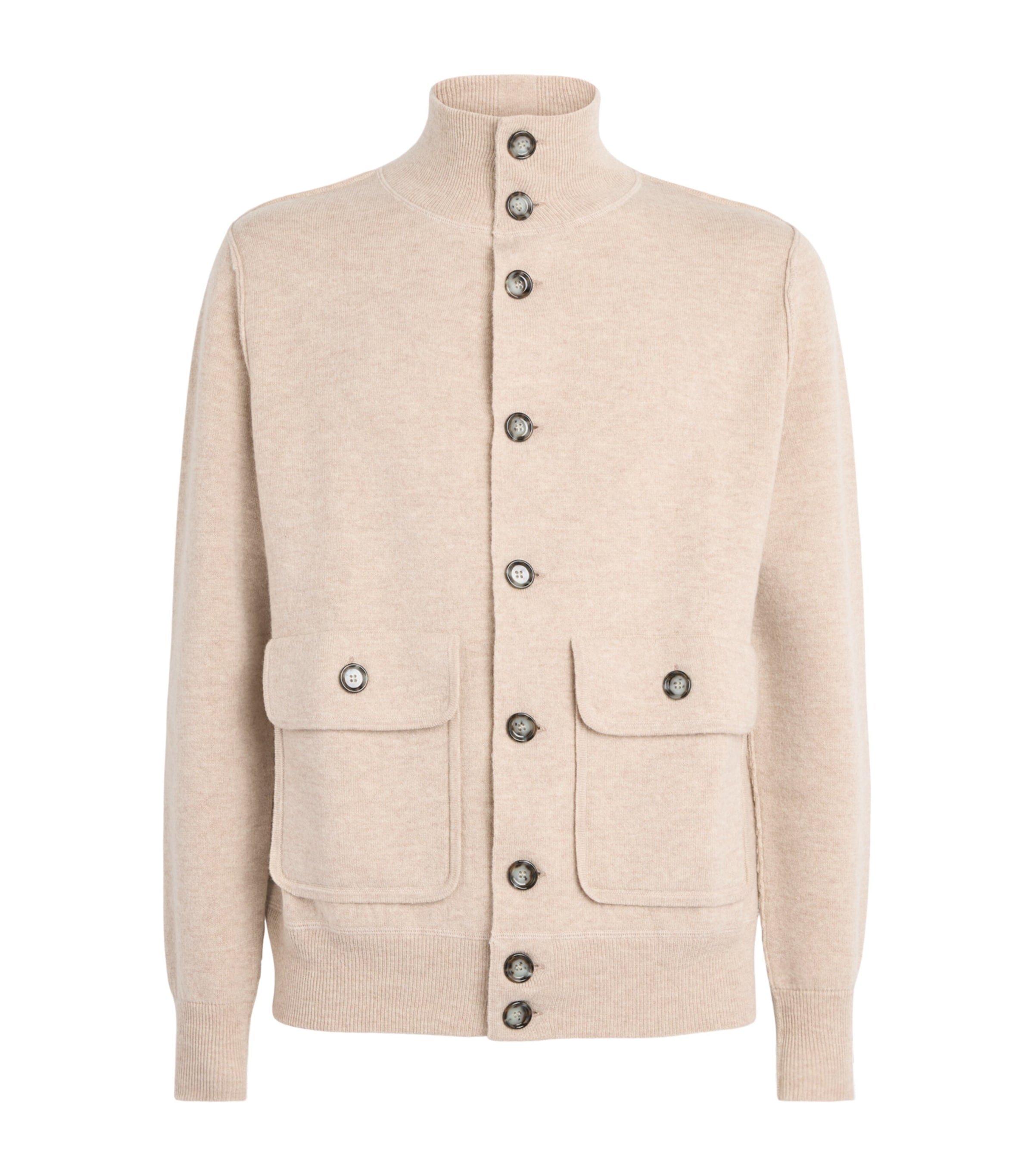 Allude Mens Wool-Cashmere High-Neck Cardigan Image 1