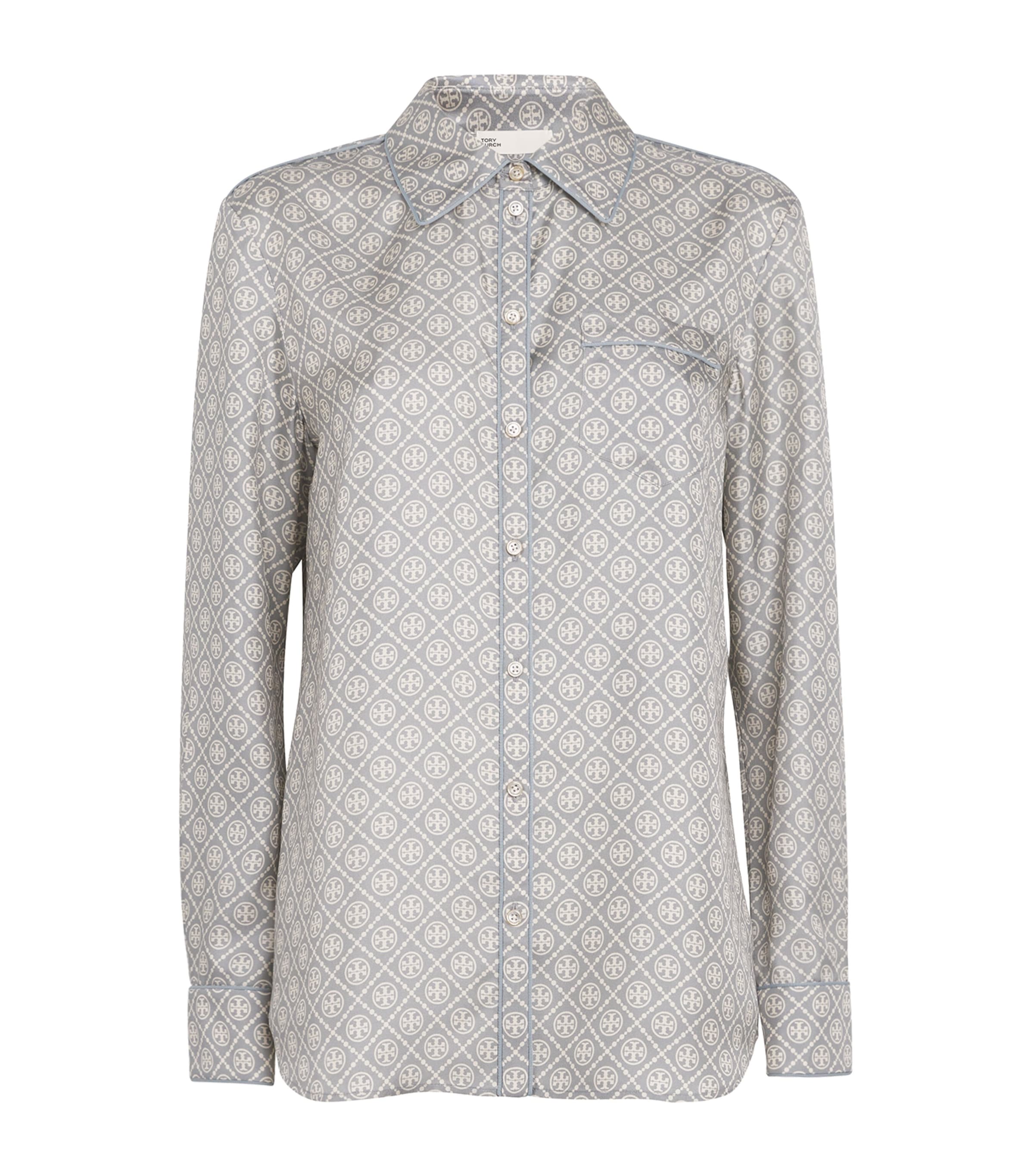 Tory Burch Silk T Monogram Shirt In Grey
