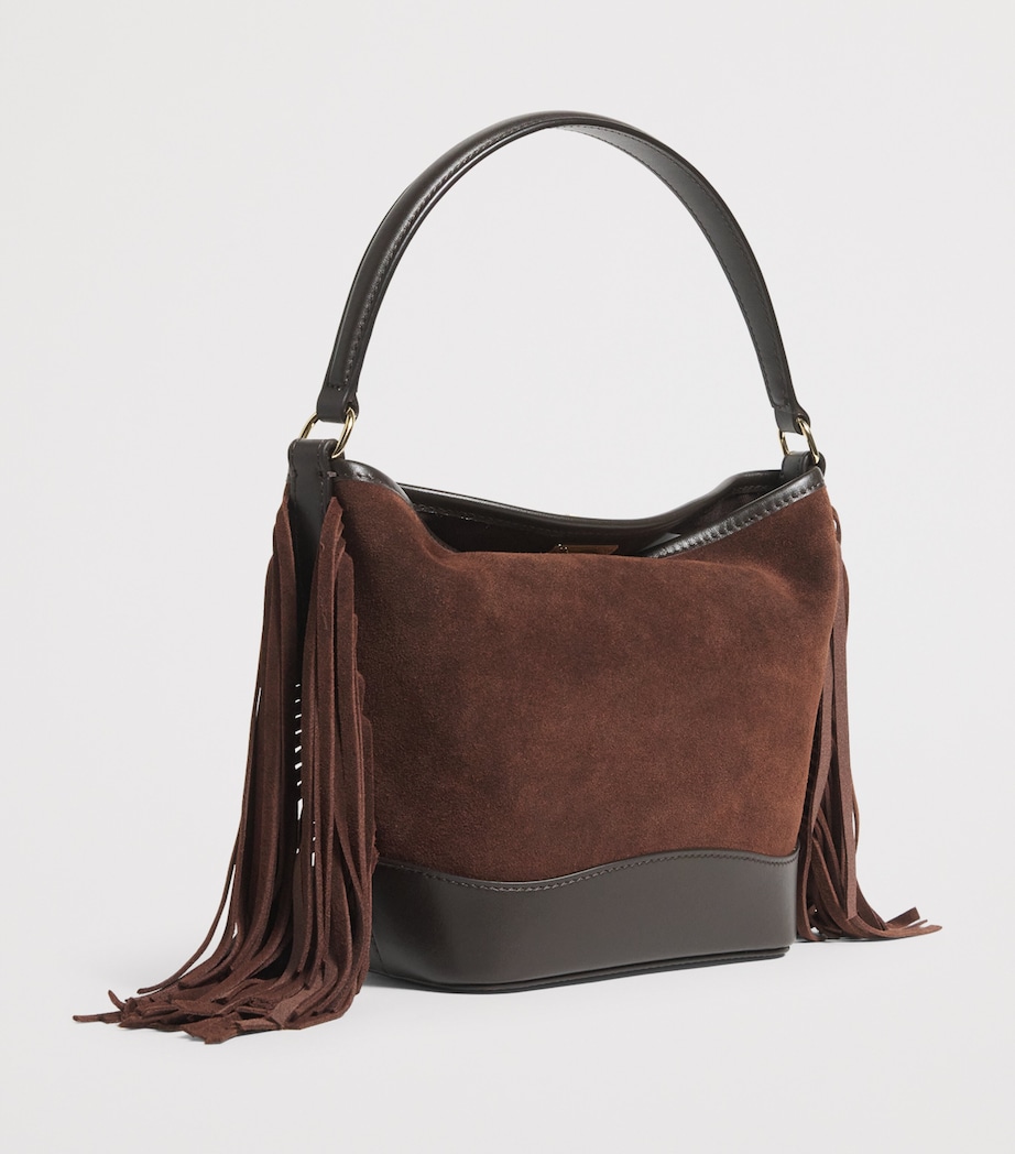 Mini Leather Fringe Tangoso Bucket Bag MAHOGANY Image 2