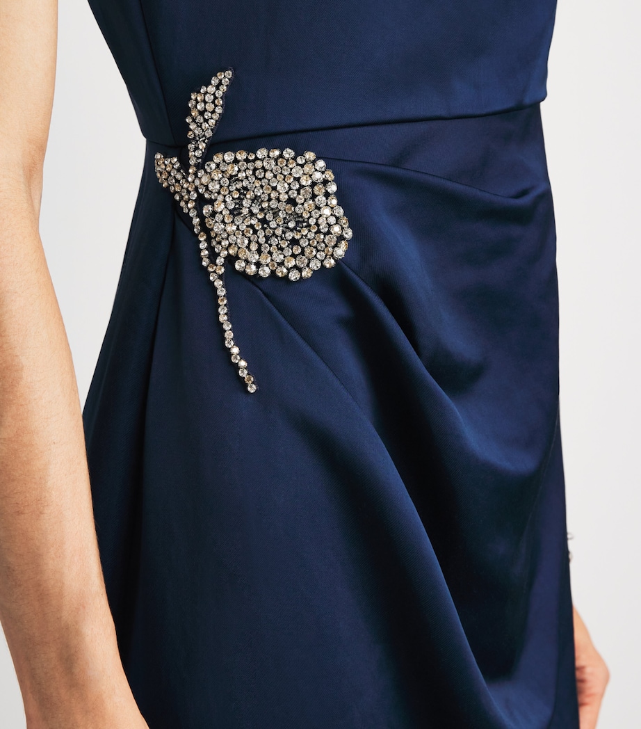 Erdem Womens Embroidered Satin Pencil Gown Navy Image 5