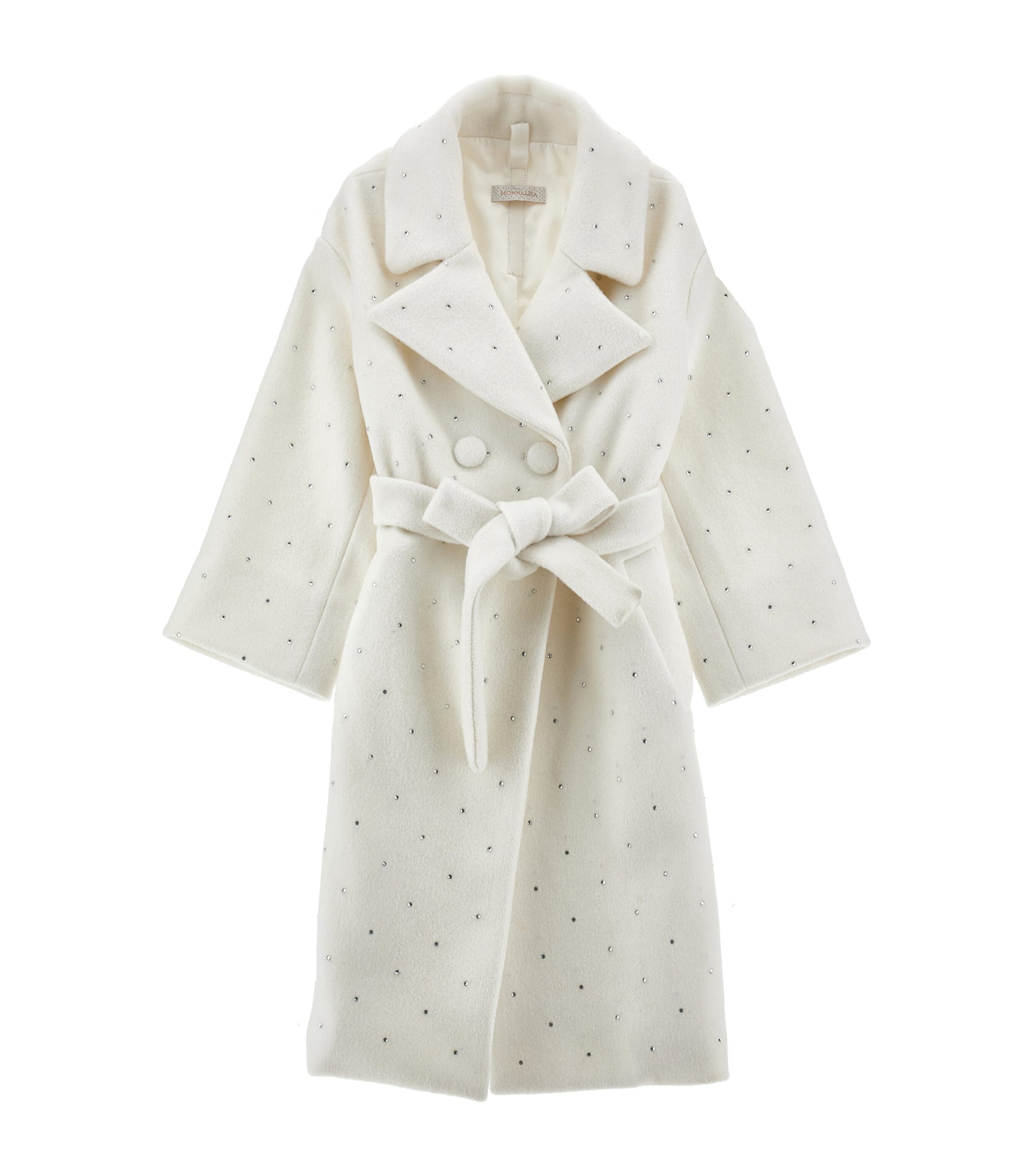 Monnalisa Kids' Wool-blend Embellished Coat In White